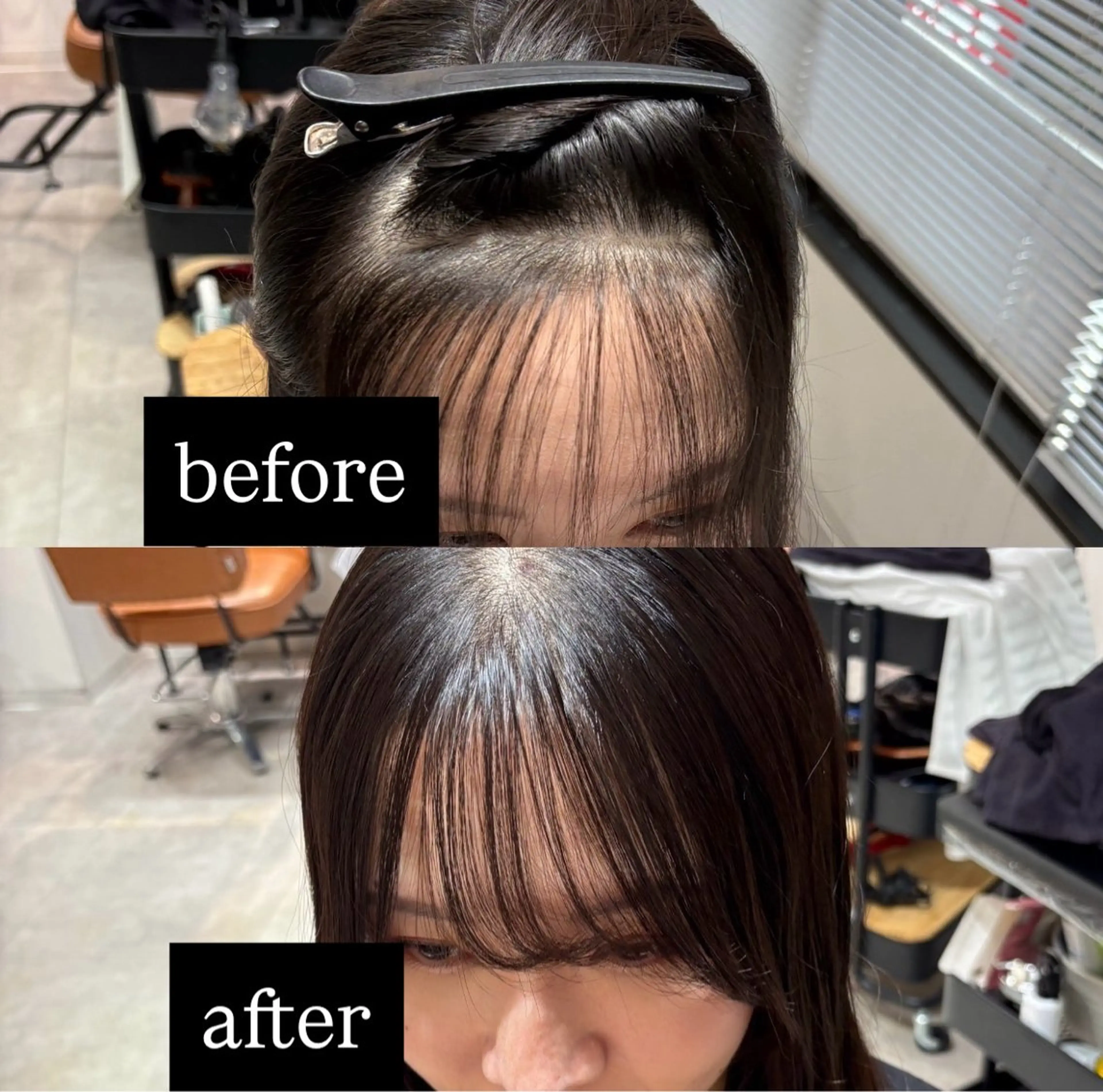 セミロング セミロングパーマ カット 縮毛矯正 こうき/前髪割れ癖 改善/カット/カラーのヘアスタイル