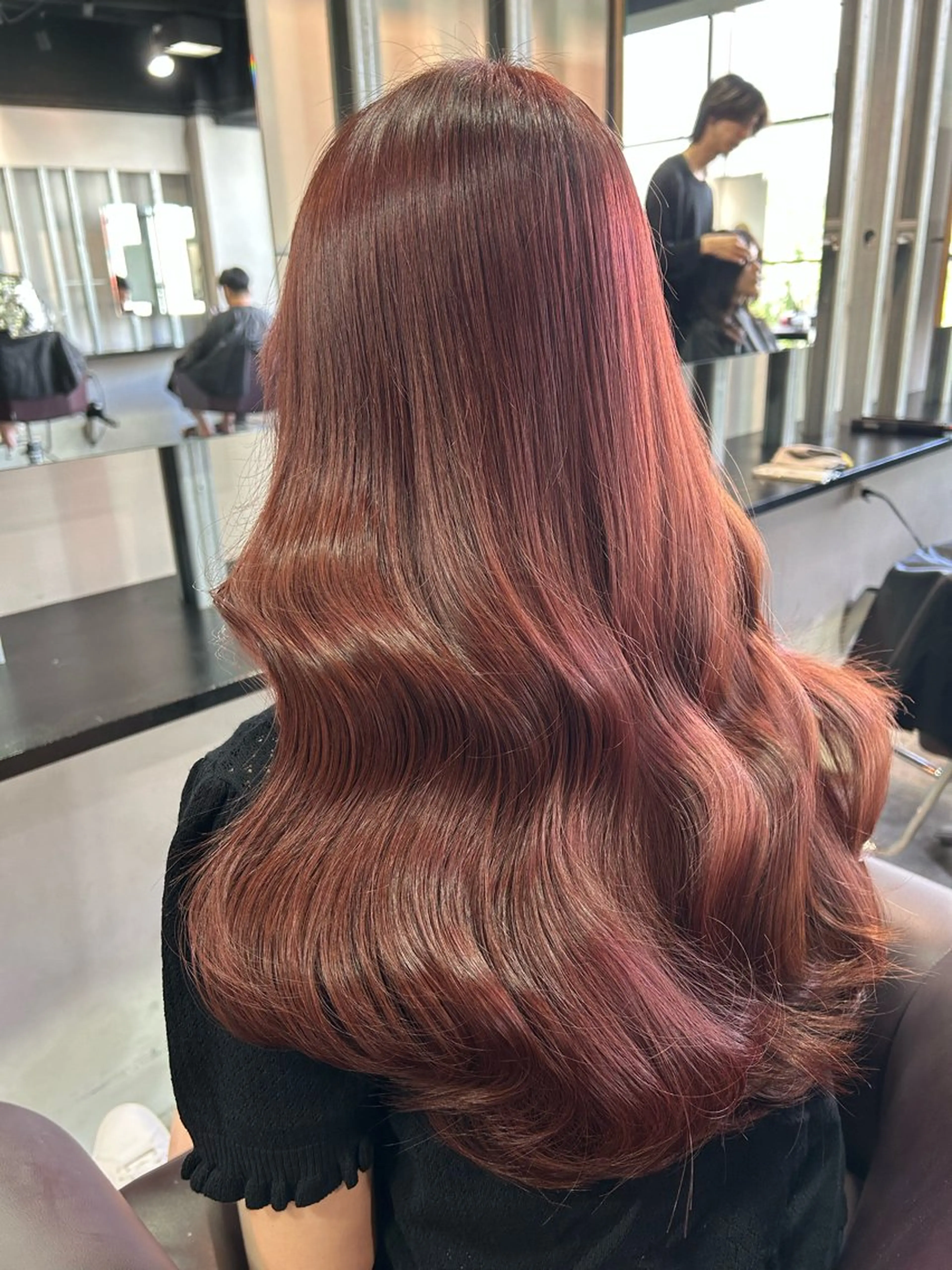 ロング カラー ブリーチ ブリーチなしカラー ピンクカラー カット ヘアカラー トリートメント グレージュカラー🤎 mai🤎のヘアスタイル