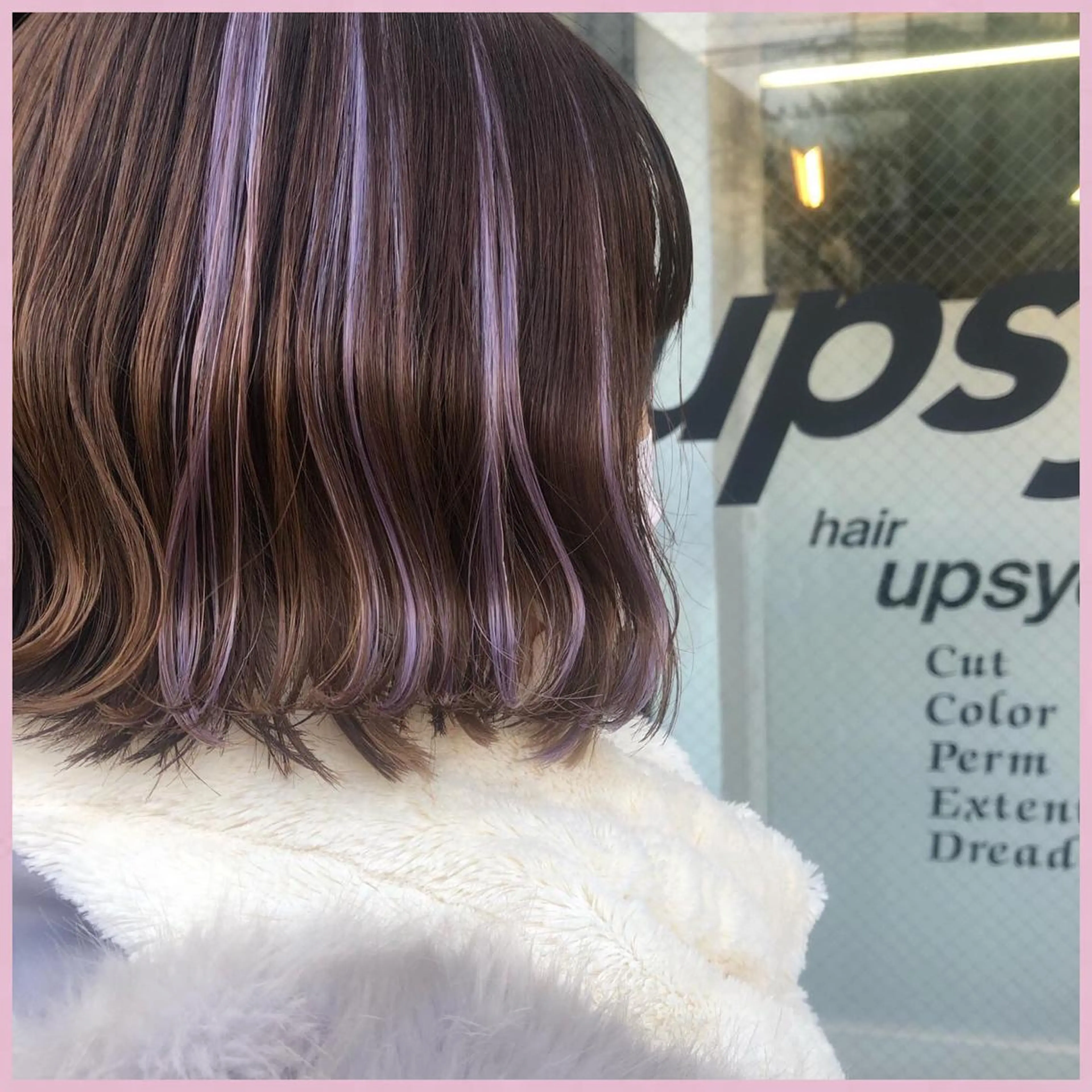 ロング カラー パーマ ヘアアレンジ 編み込みエクステ シールエクステ イヤリングカラー インナーカラー ラベンダーカラー カット エクステ ヘアセット 八巻 晴香のヘアスタイル