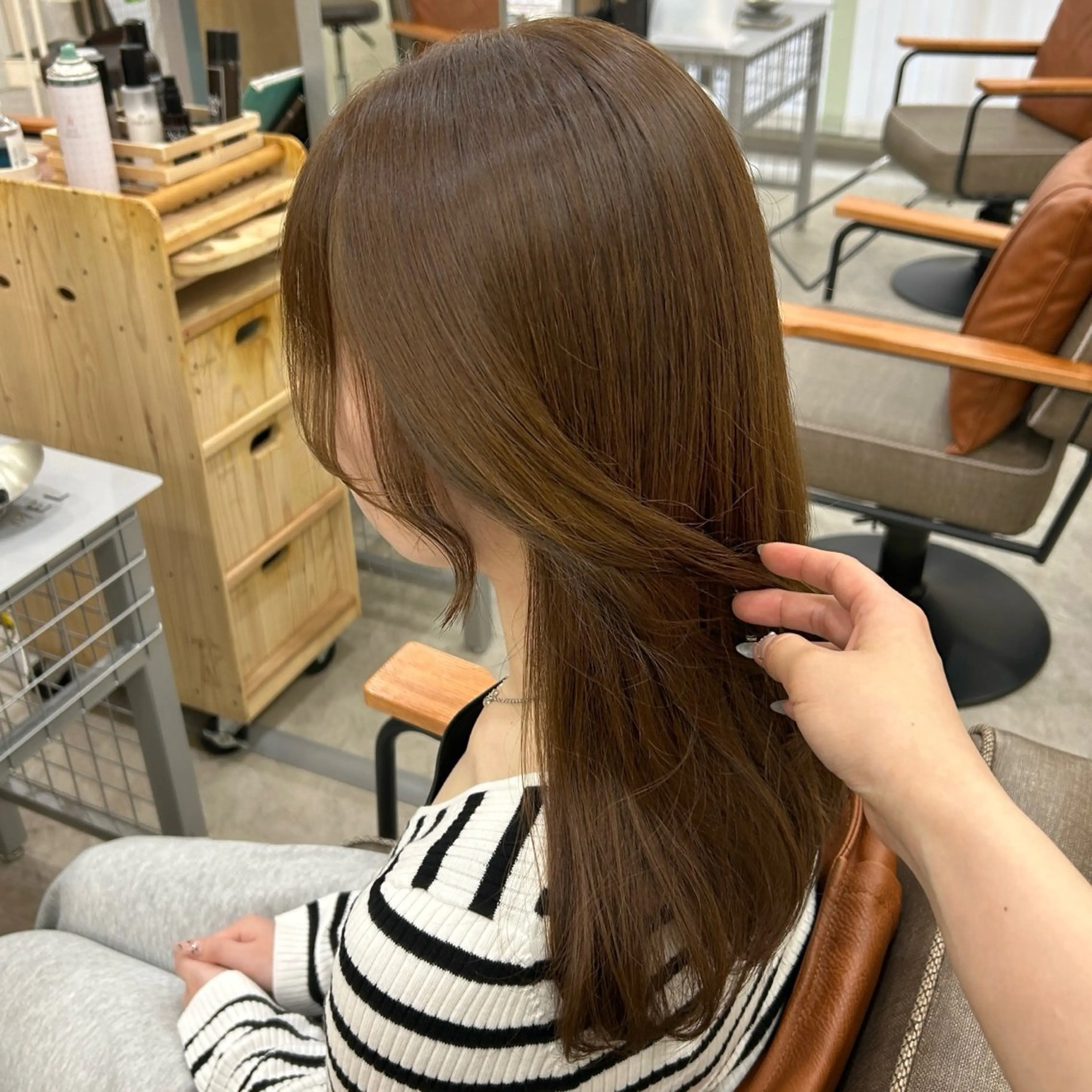 ロング カット ヘアカラー トリートメント MIDORI🌙 透明感/ベージュのヘアスタイル