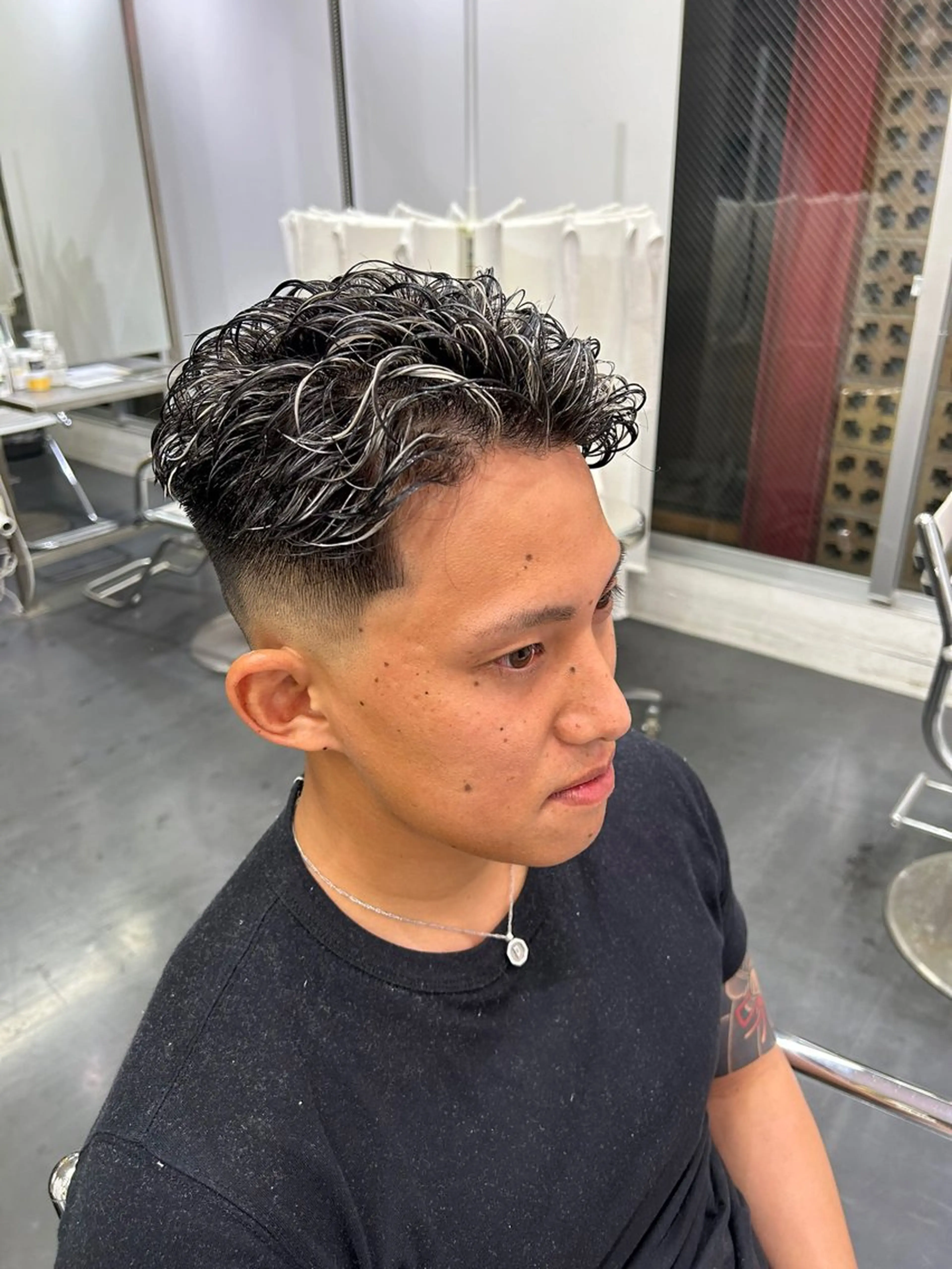 ショート カラー パーマ メンズ メンズメッシュ メンズパーマ メッシュ stimulus所属・stimulus/ HAYATOのヘアスタイル