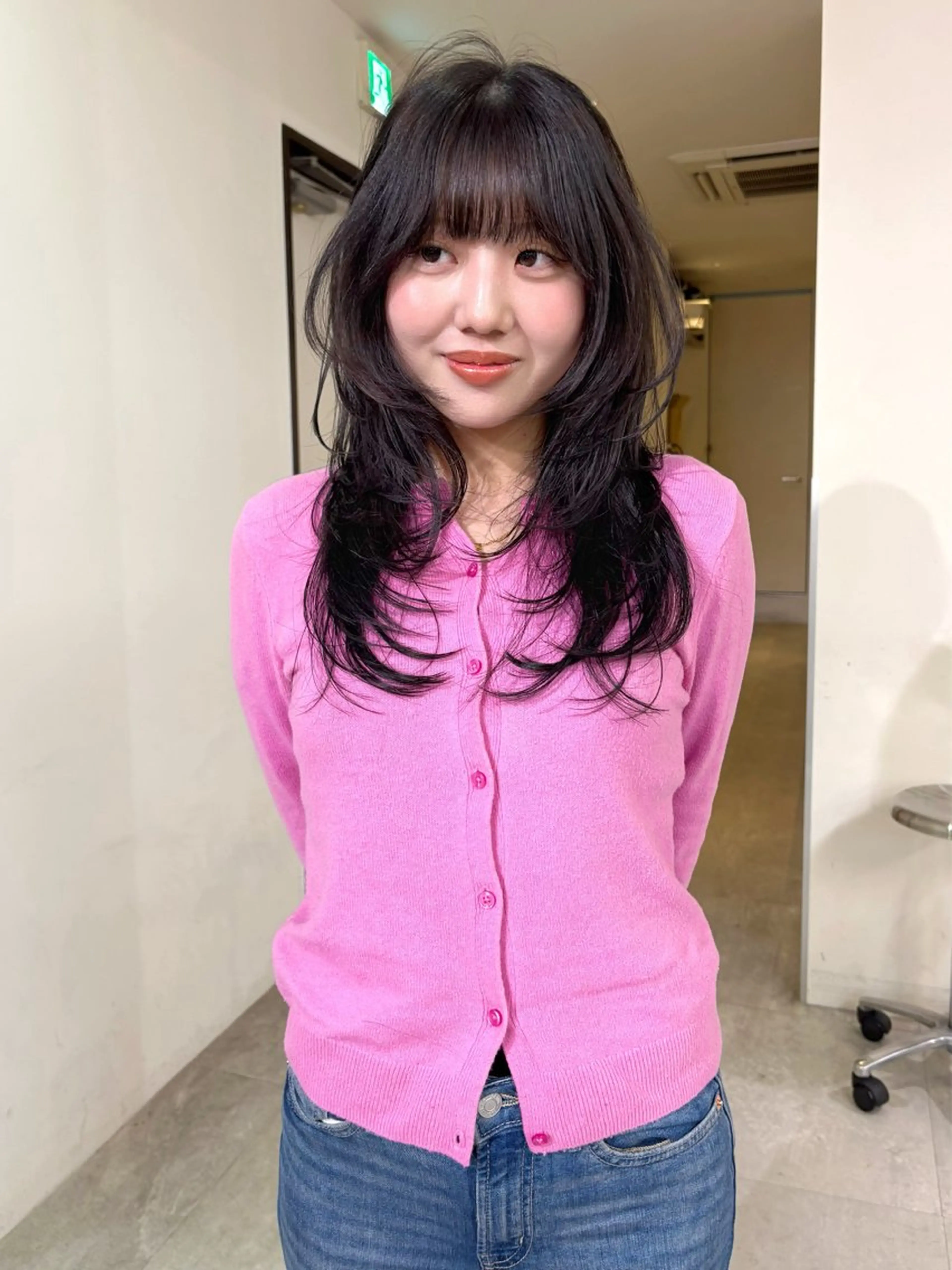 ロング カラー カット ヘアカラー mizuki/ピンク ベージュ.レイヤーのヘアスタイル