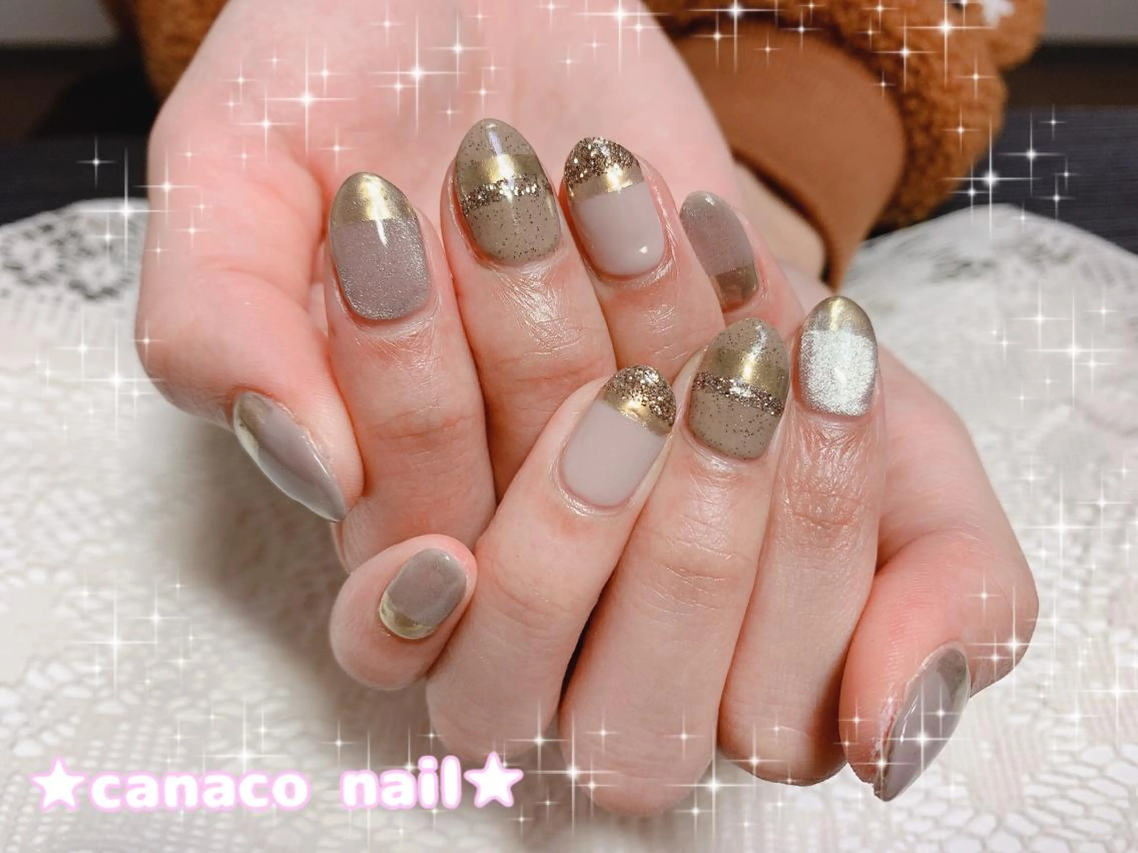 ネイル アートネイル フレンチネイル ジェルネイル ラメ(グリッター) マグネットネイル Felice所属・ベテランネイル cnc  nailのネイルデザイン