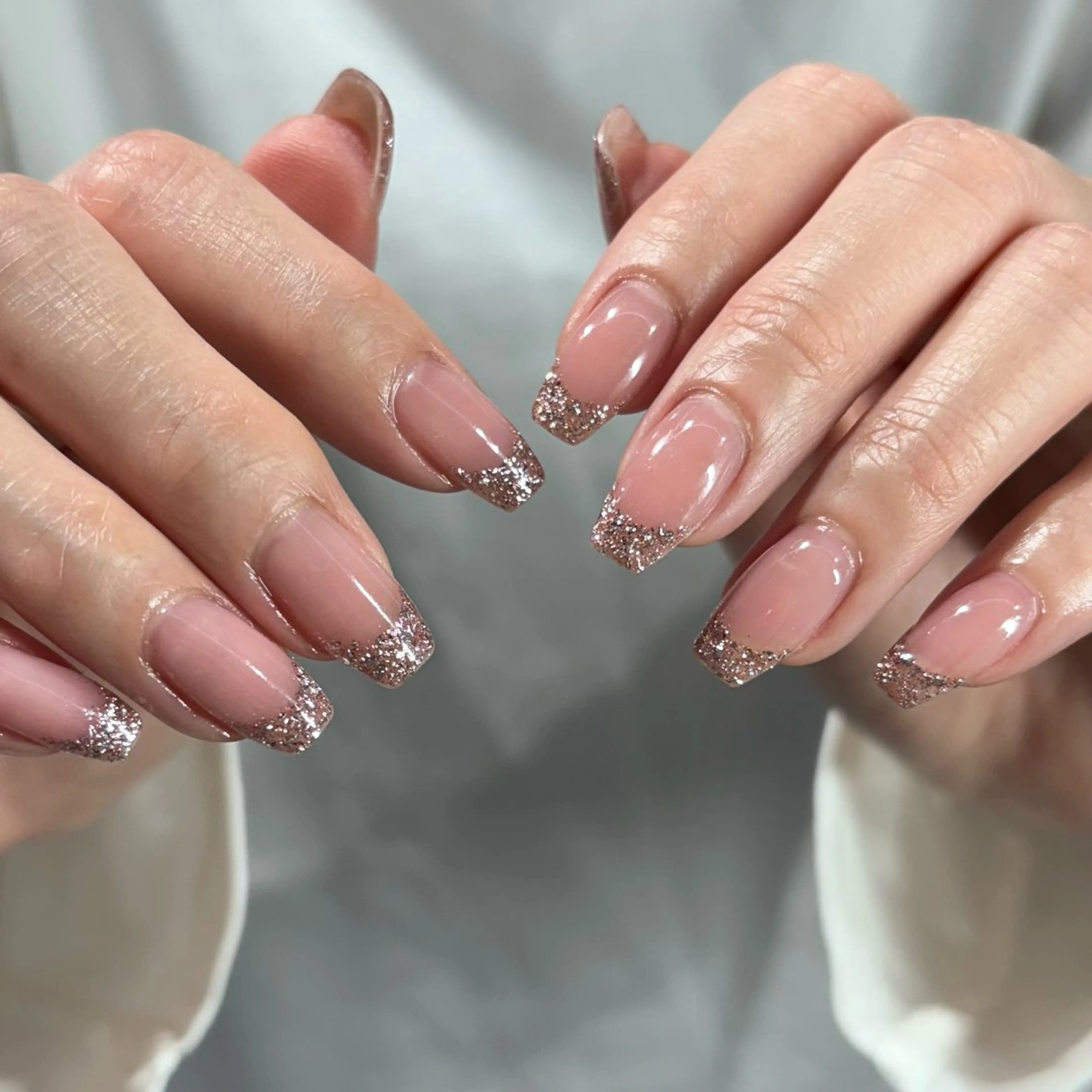 ネイル フレンチネイル ラメ(グリッター) CLALA Makoのネイルデザイン