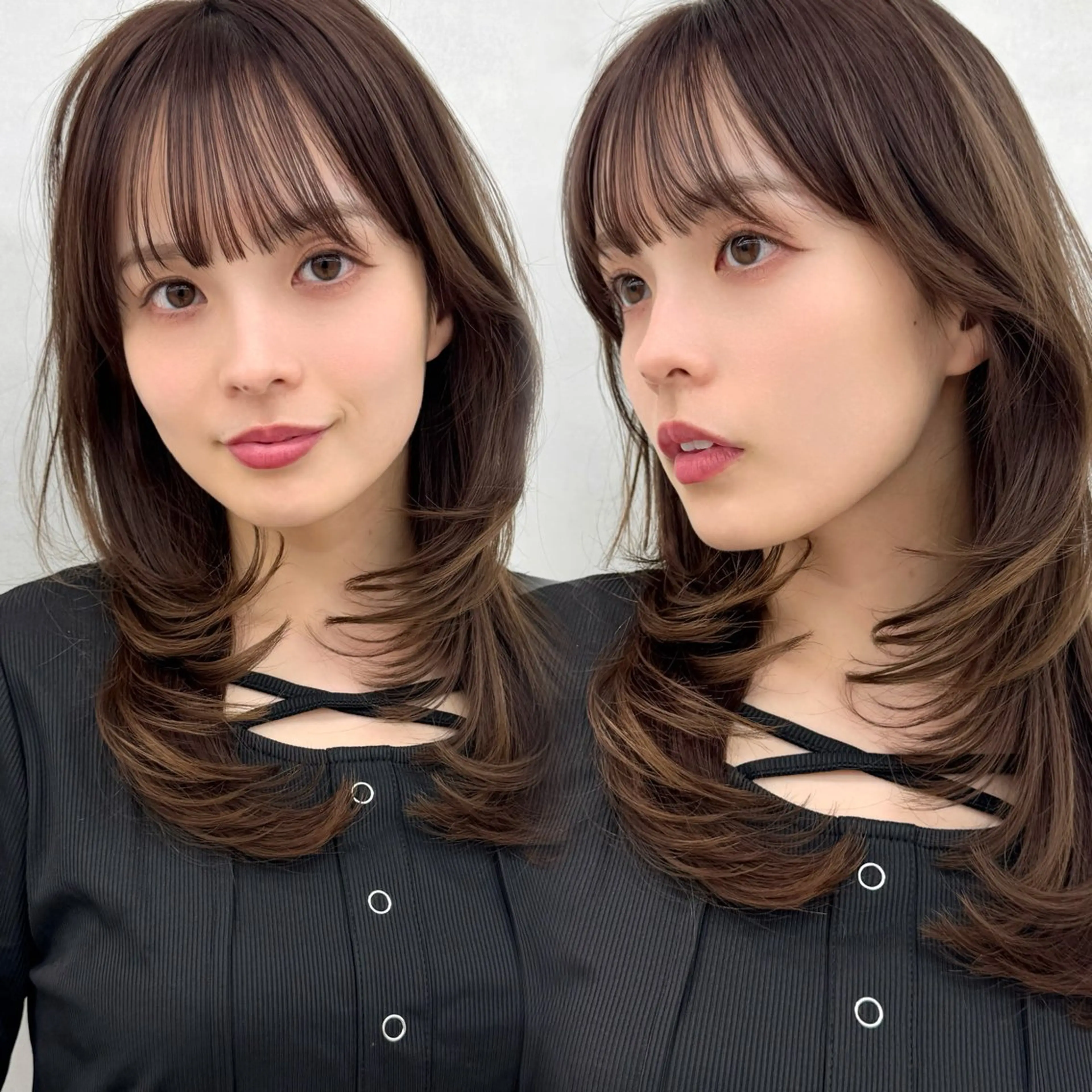 セミロング カラー 韓国ヘア🇰🇷透明 感カラー/yui💞のヘアスタイル