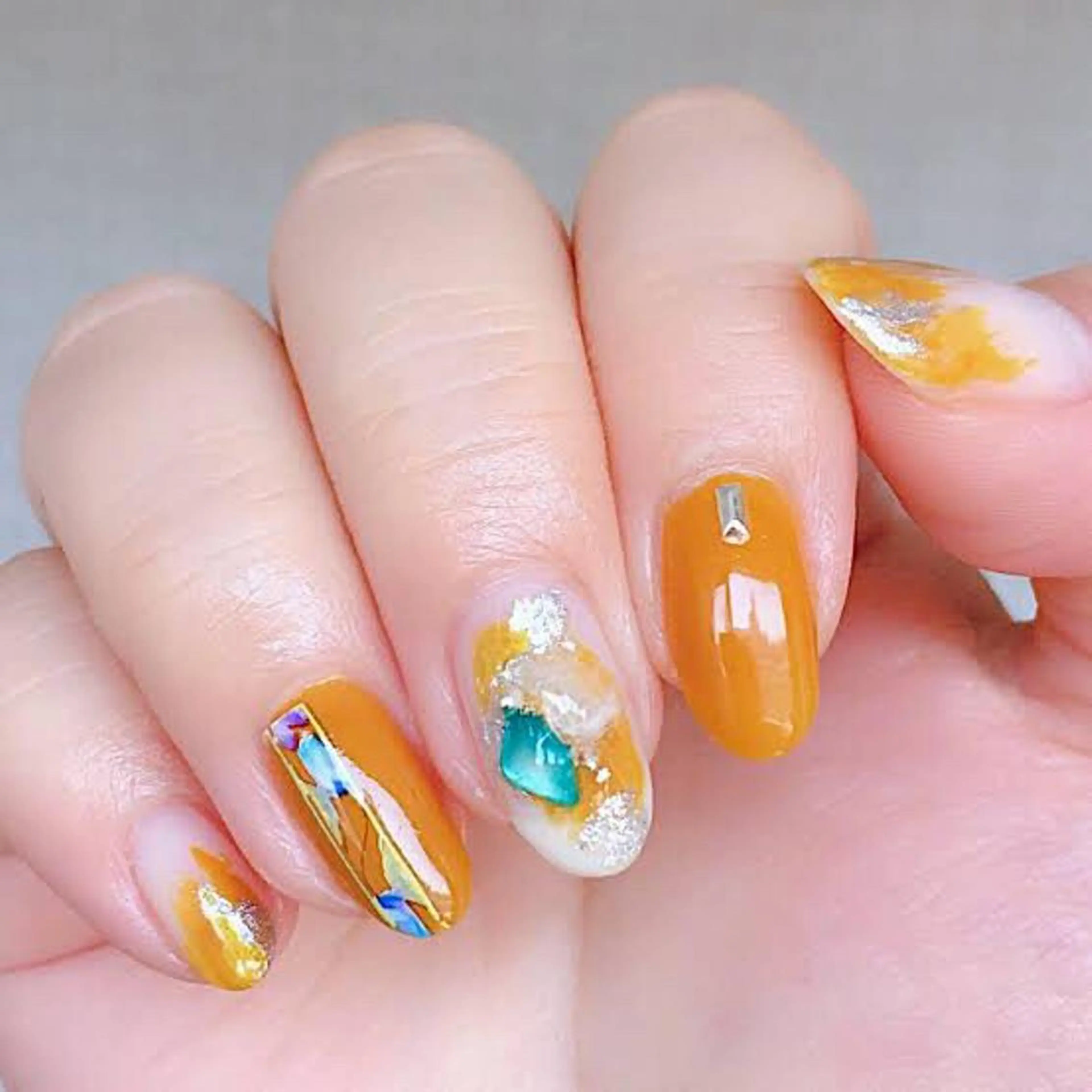 ネイル オレンジ 夏ネイル AN Nailのネイルデザイン