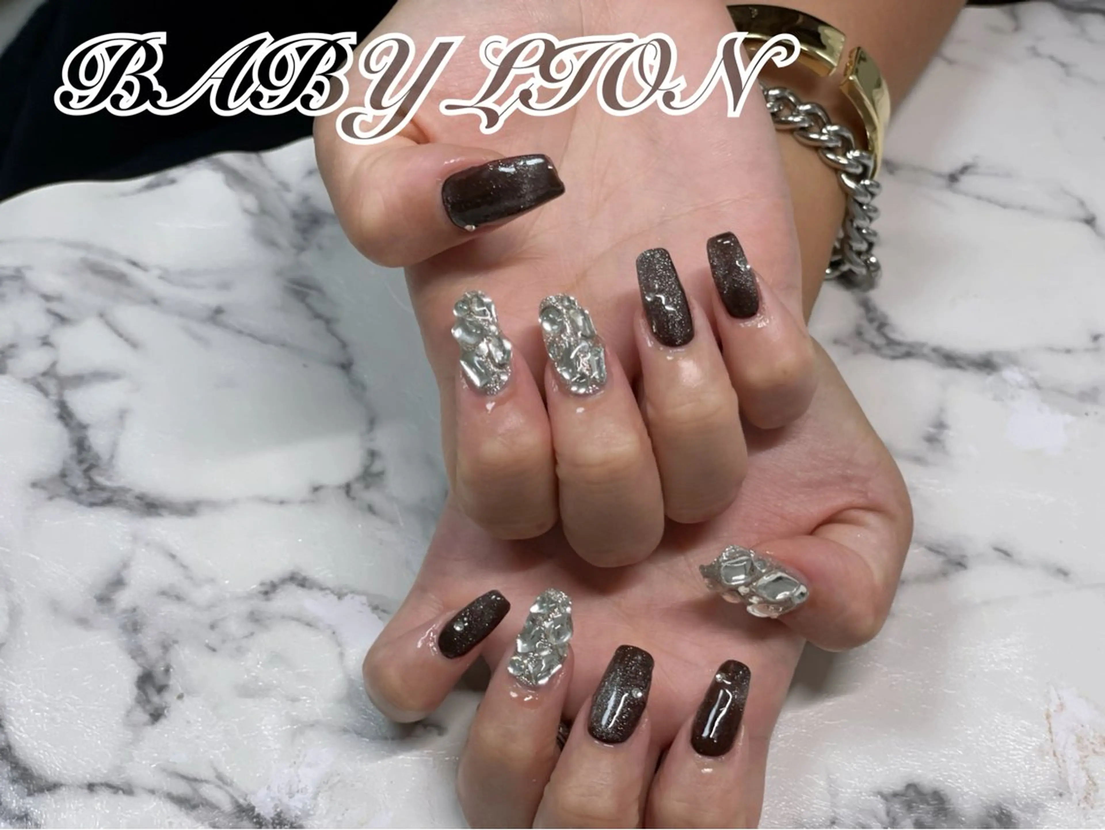 ネイル ブラウン マグネットネイル BABY LION :Linaのネイルデザイン