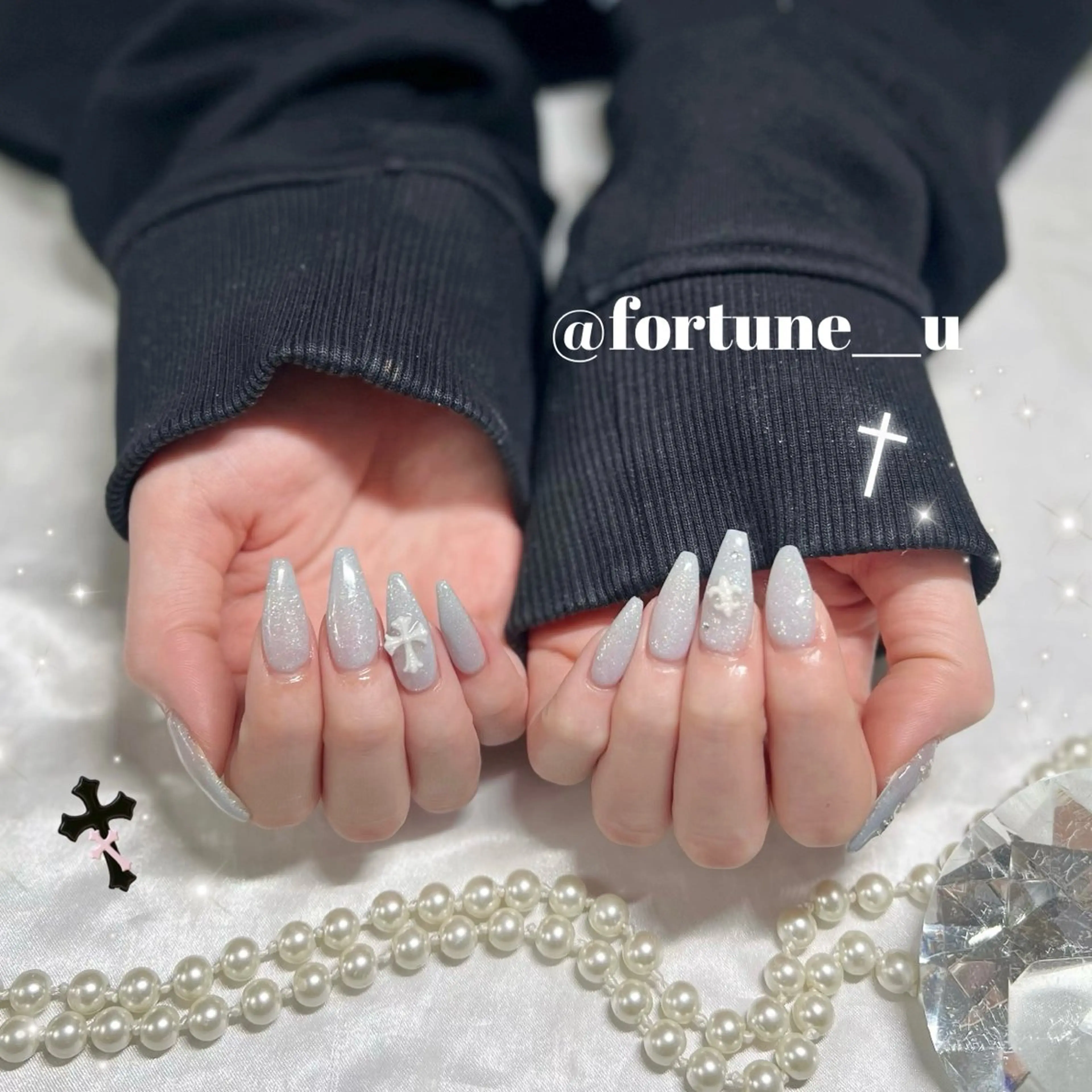 ネイル チークネイル ガーリー 韓国ネイル 水色 持ち込み ハンドネイル 1/23空✩.💜 Yuuna💜のネイルデザイン