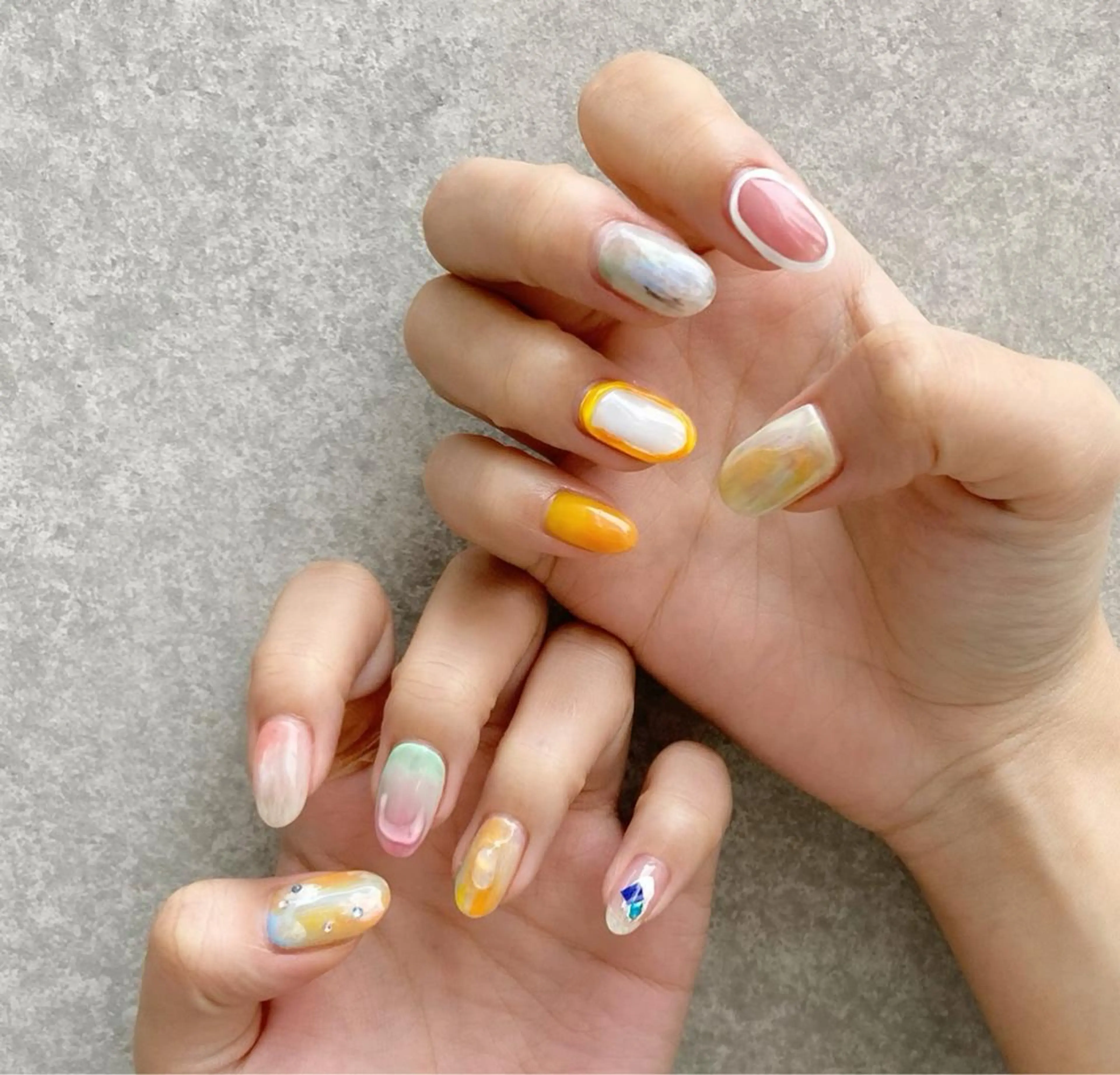 ネイル アートネイル 長さ出し ジェルネイル マットネイル ミラーネイル ハンドネイル nail salon Soeurのネイルデザイン