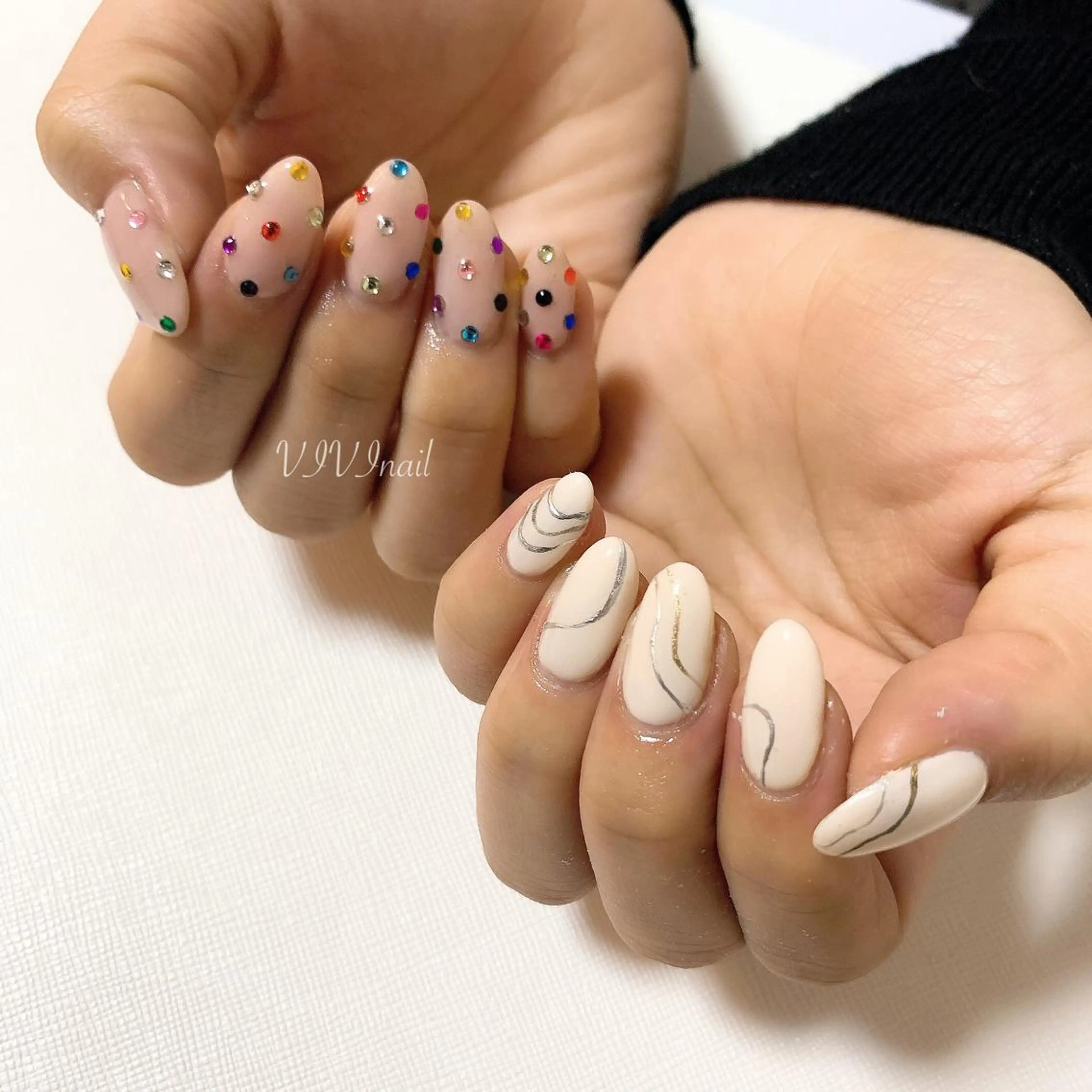 ネイル ストーンネイル ハンドネイル vivi nailのネイルデザイン