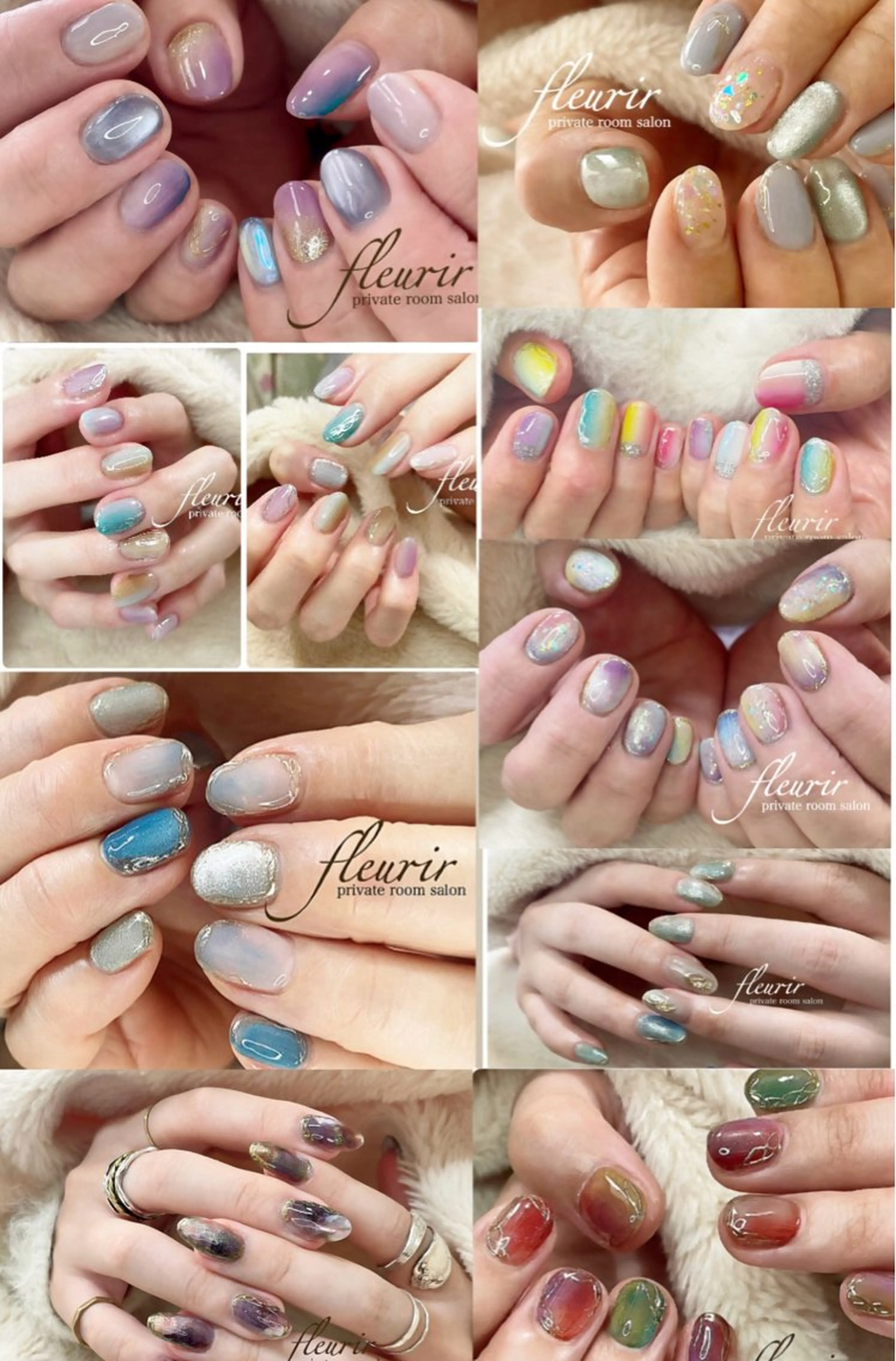 ネイル 長さ出し ガーリー グラデーション 持ち込み ニュアンスネイル ハンドネイル フルリール 【プライベートサロンのネイルデザイン