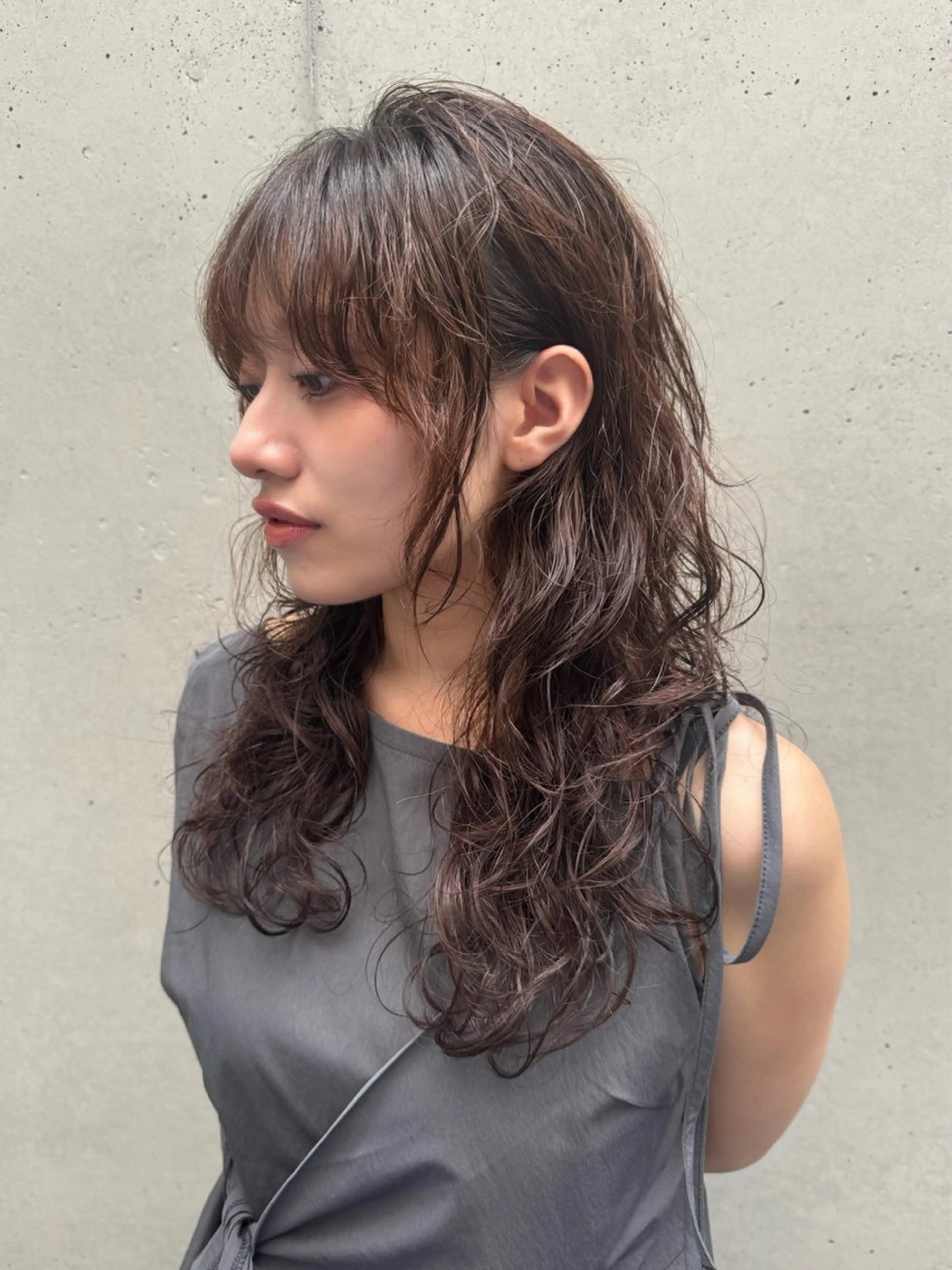 ロング パーマ カット パーマ だいち/ハイトーン/ デザインカラーのヘアスタイル