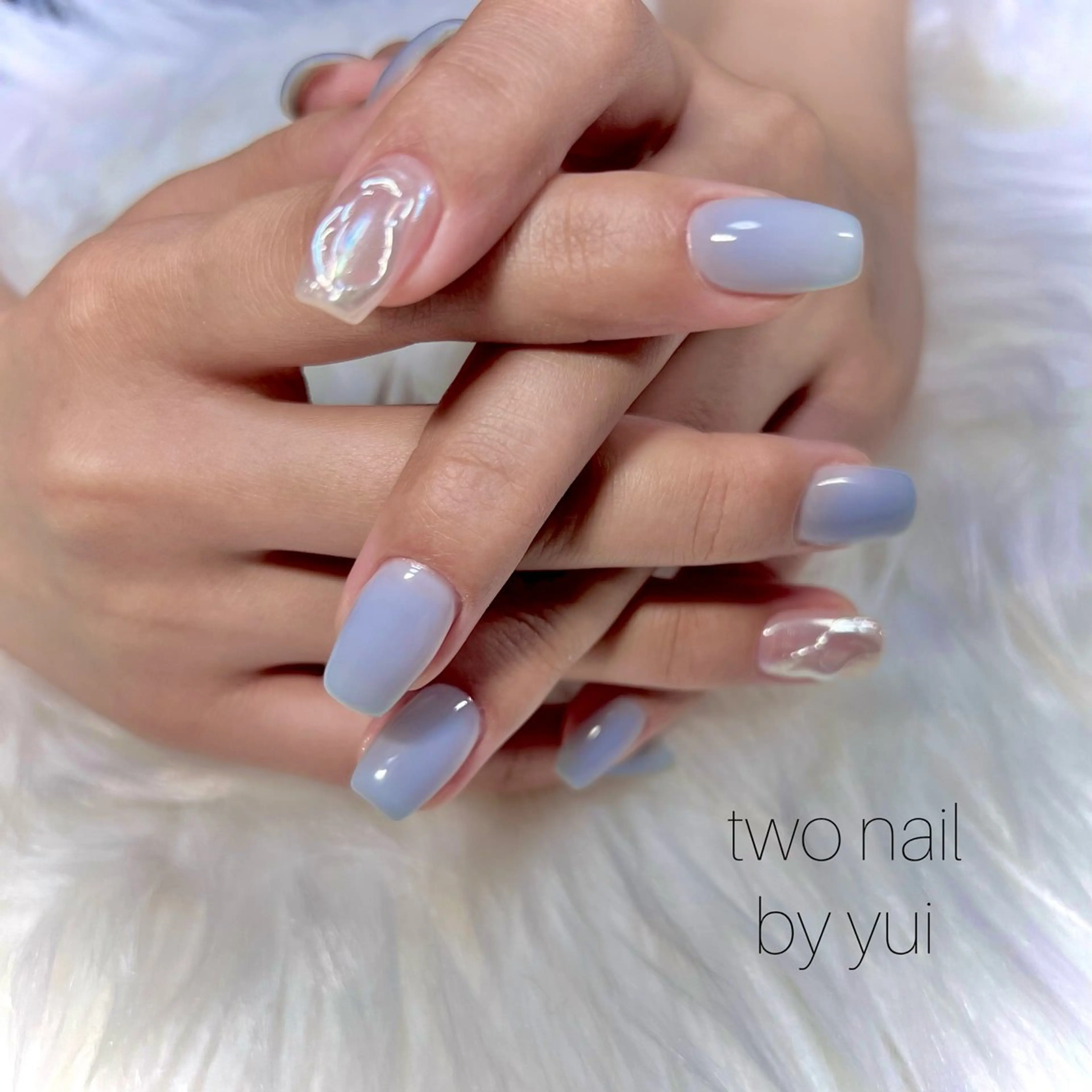 ネイル アートネイル オーロラネイル ネイルチップ ホワイト ハンドネイル two nailのネイルデザイン