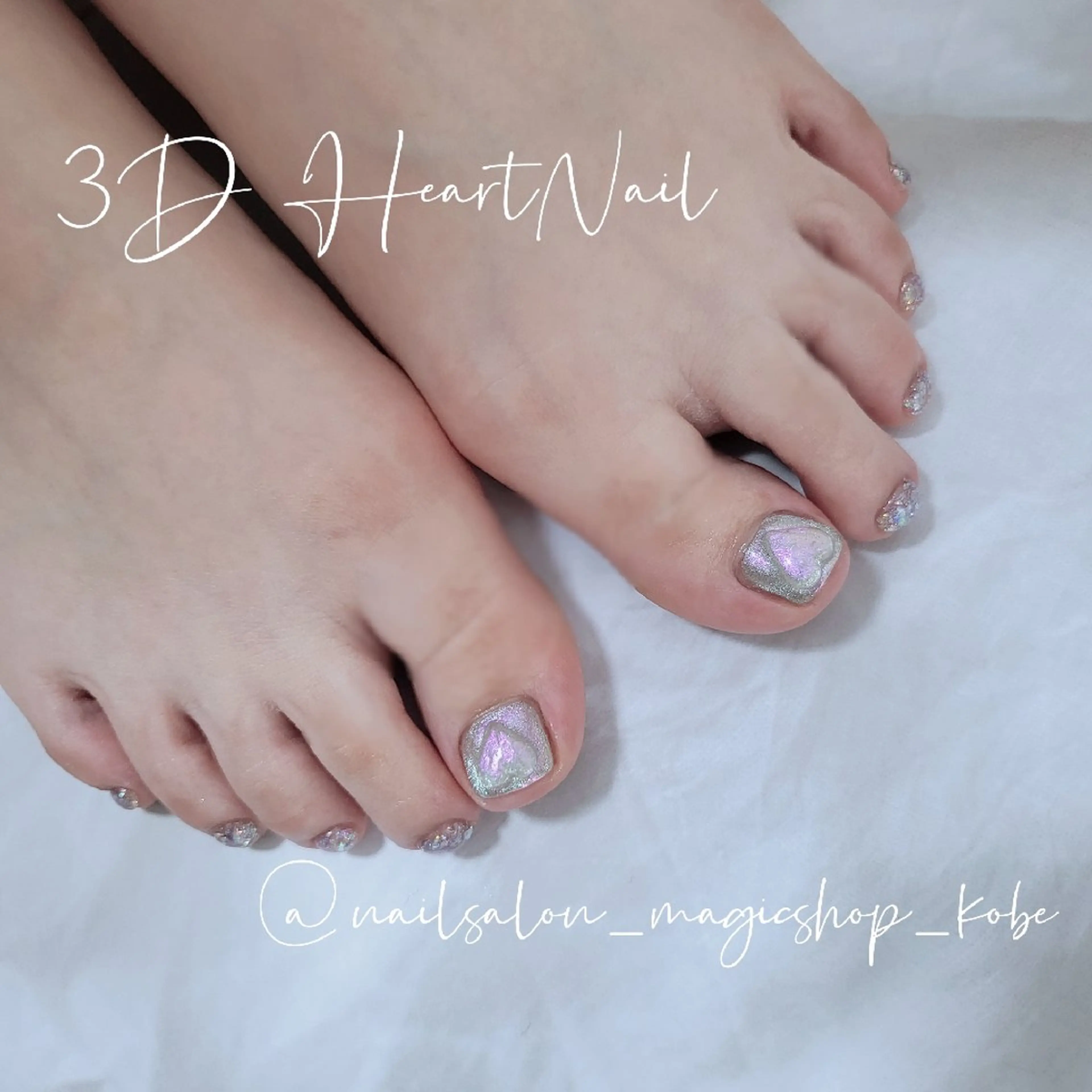 ネイル アートネイル オーロラネイル フットネイル ジェルネイル ハート フットネイル Nailsalon MagicShopのネイルデザイン