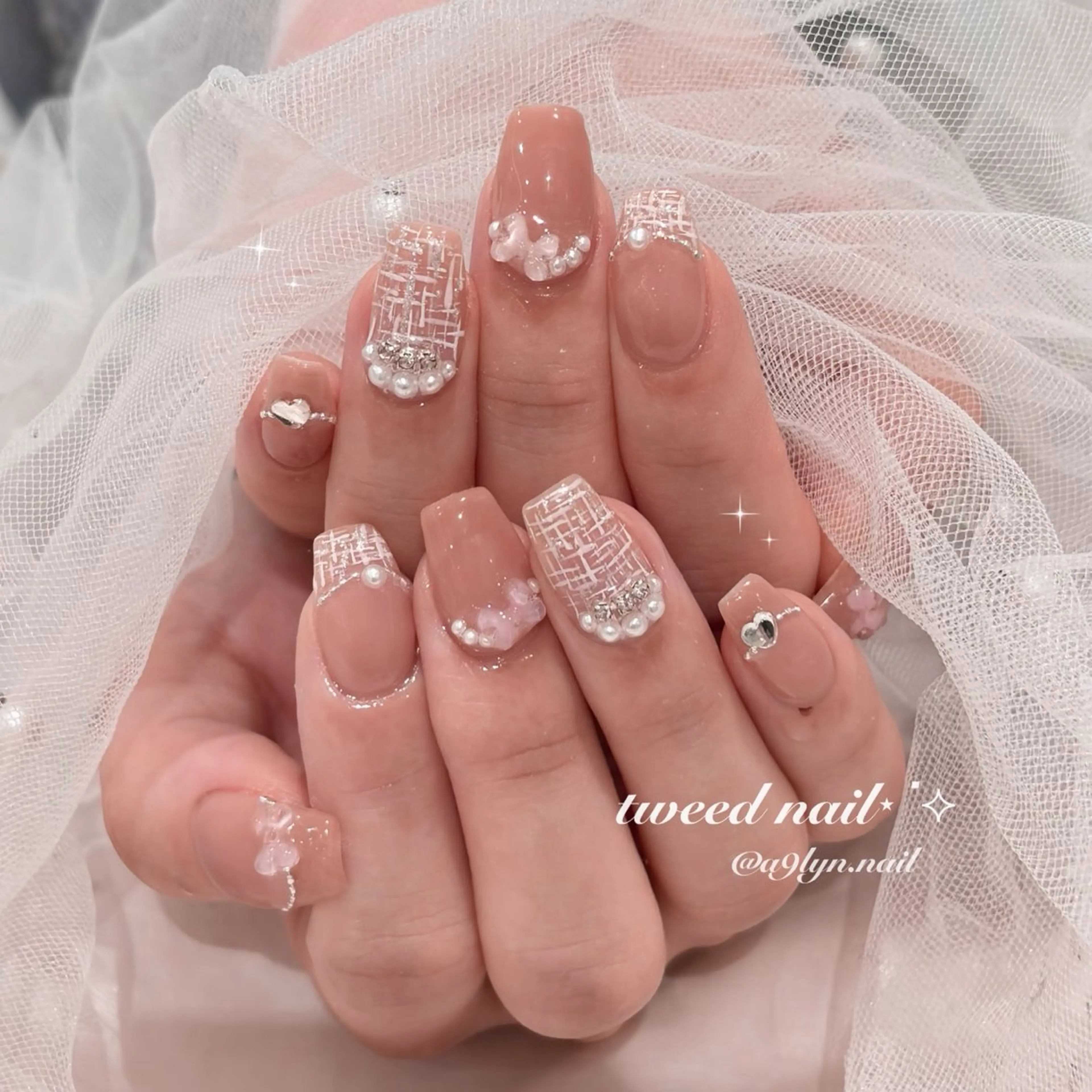 ネイル ツイードネイル ハンドネイル aoi ♡のネイルデザイン