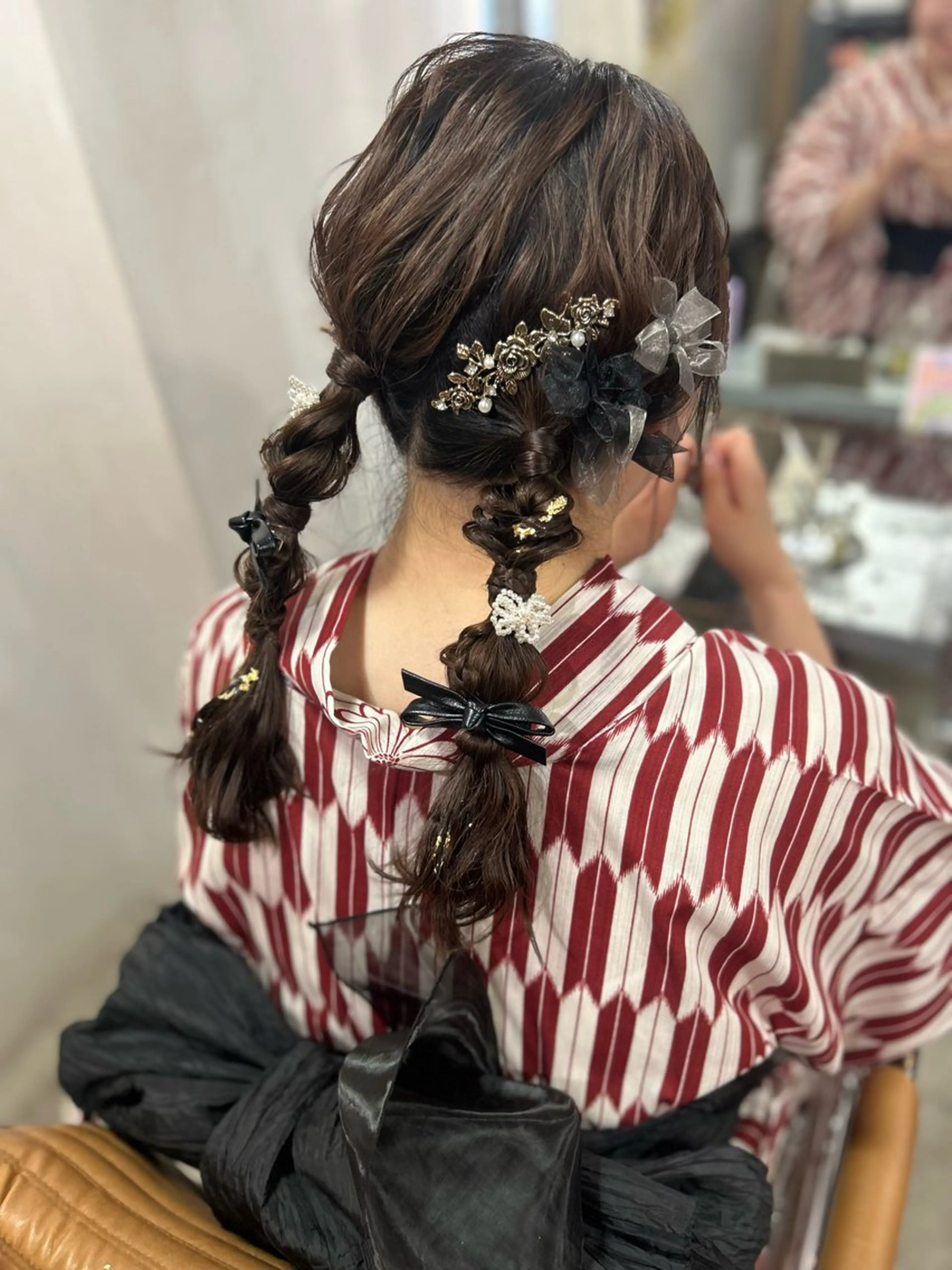 ロング 浴衣 ヘアセット 🤎指名No.1ハイ トーン🤎日向花🤎のヘアスタイル