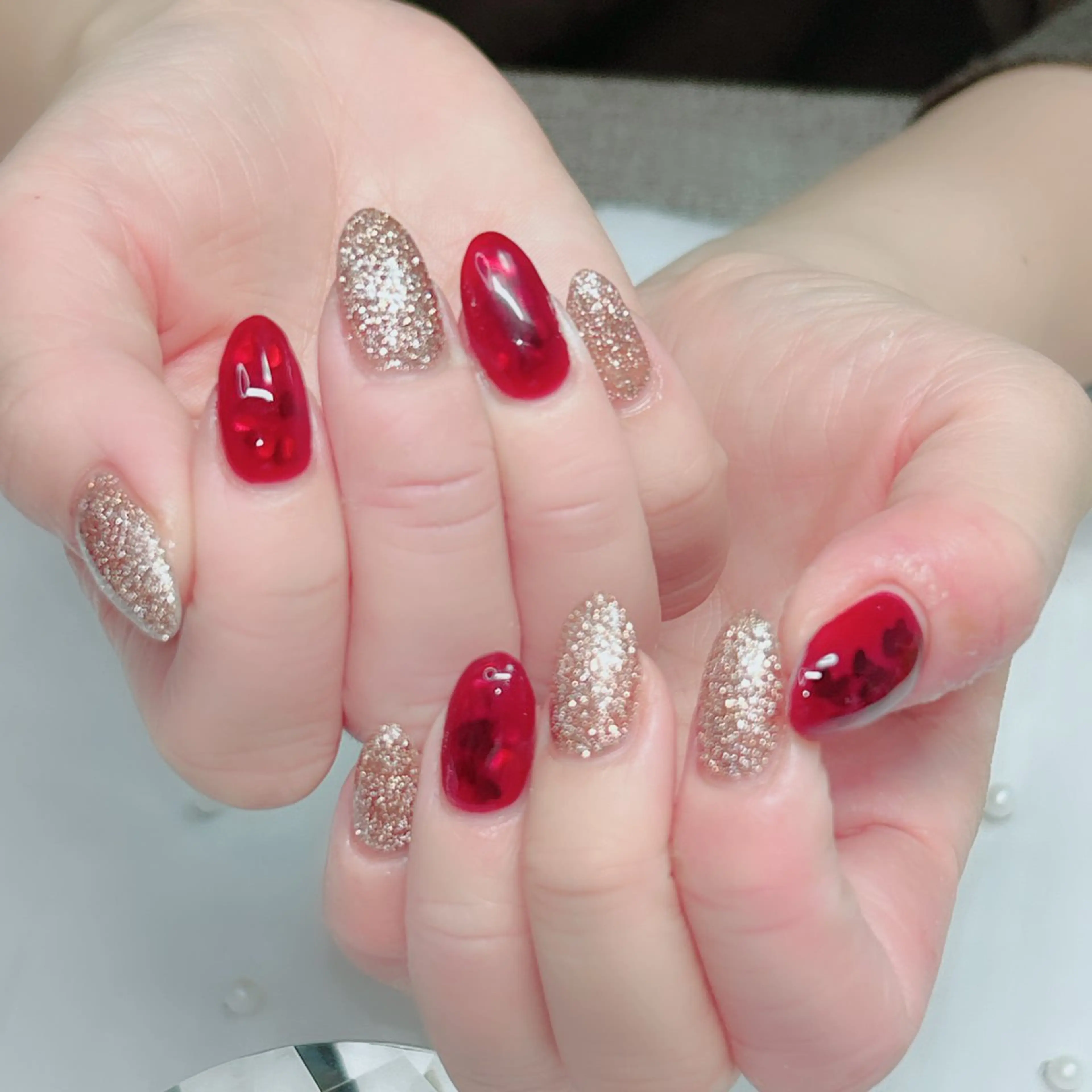 ネイル オーロラネイル ミラーネイル オフィスネイル ワンカラーネイル シンプルネイル ハンドネイル Cute Tips nailのネイルデザイン