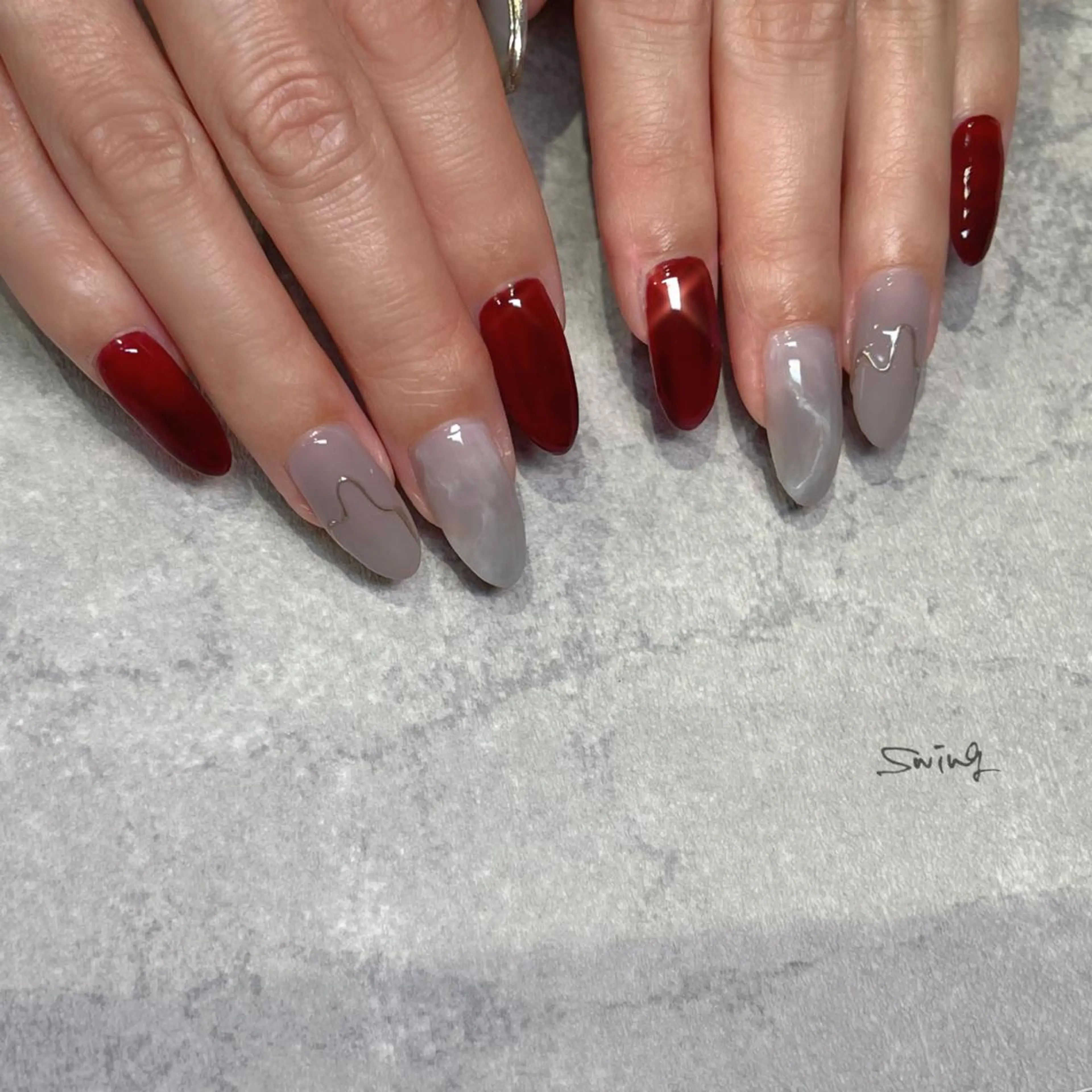 ネイル ボルドー ロングネイル SWING Nail Salon所属・Yoshida Takakoのネイルデザイン