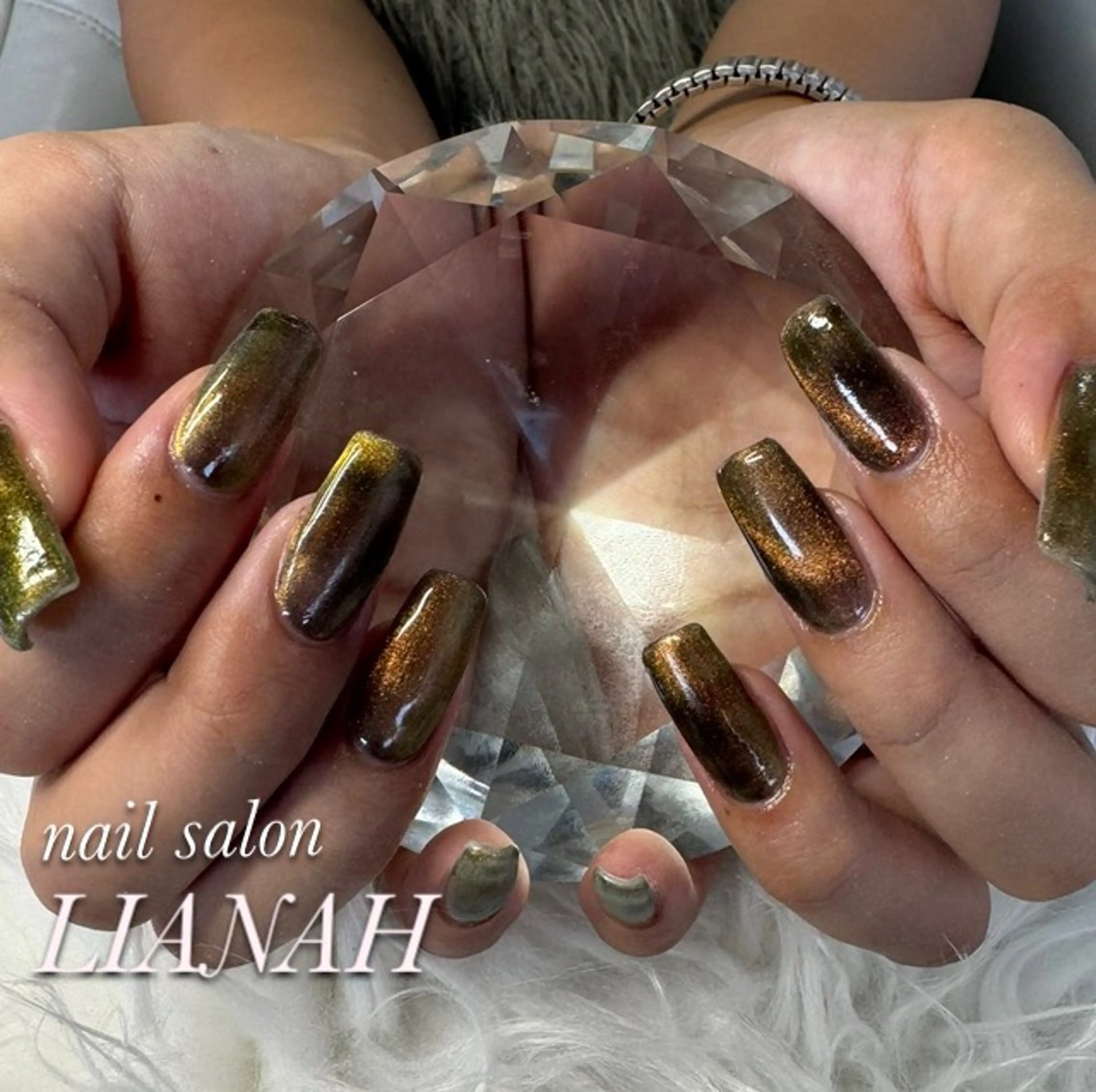 ネイル ジェルネイル マグネットネイル ワンカラーネイル ネイルサロン リアンナのネイルデザイン