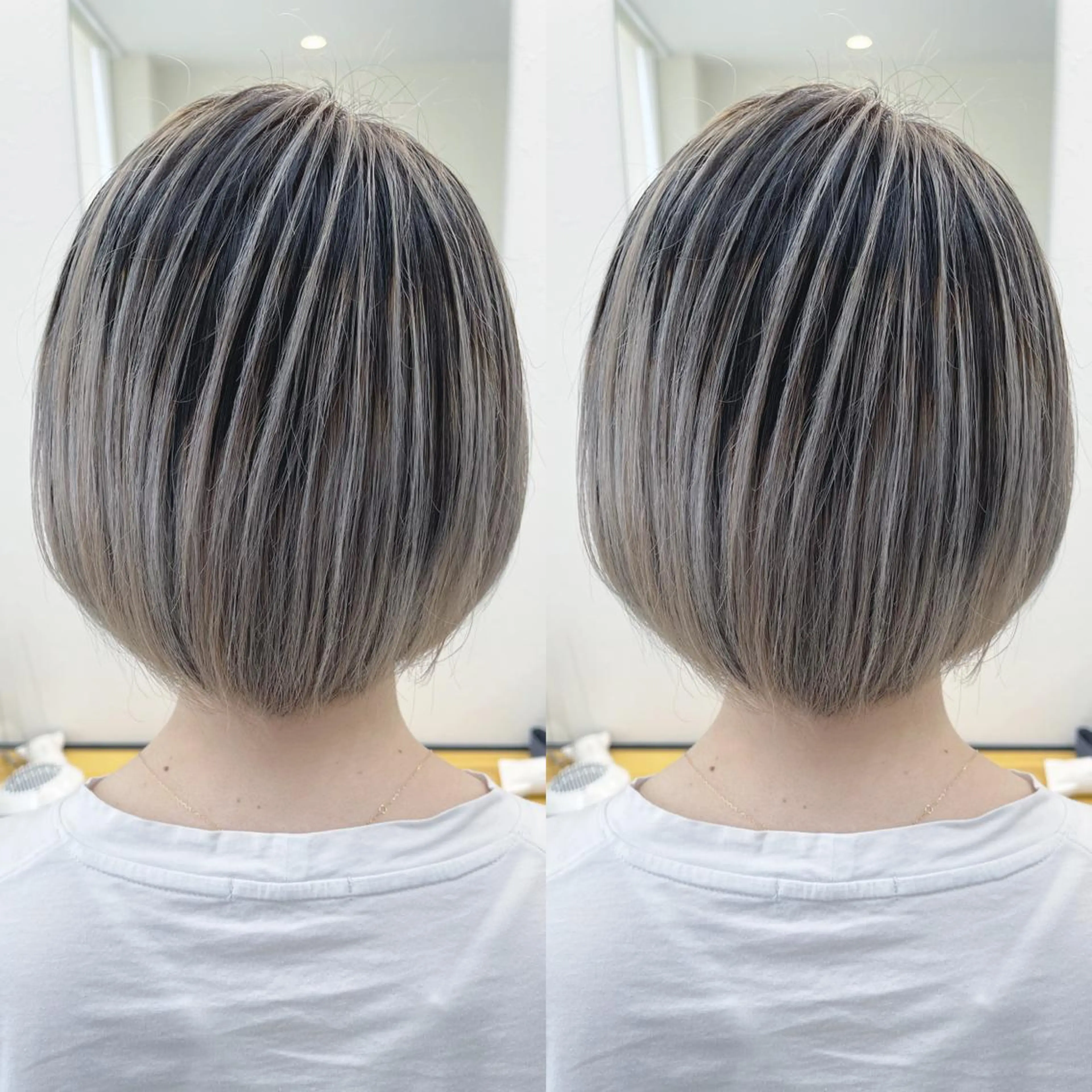 ショート ボブ ハイライト レイヤーカット H所属・H (エイチ) 烏丸御池店のヘアスタイル