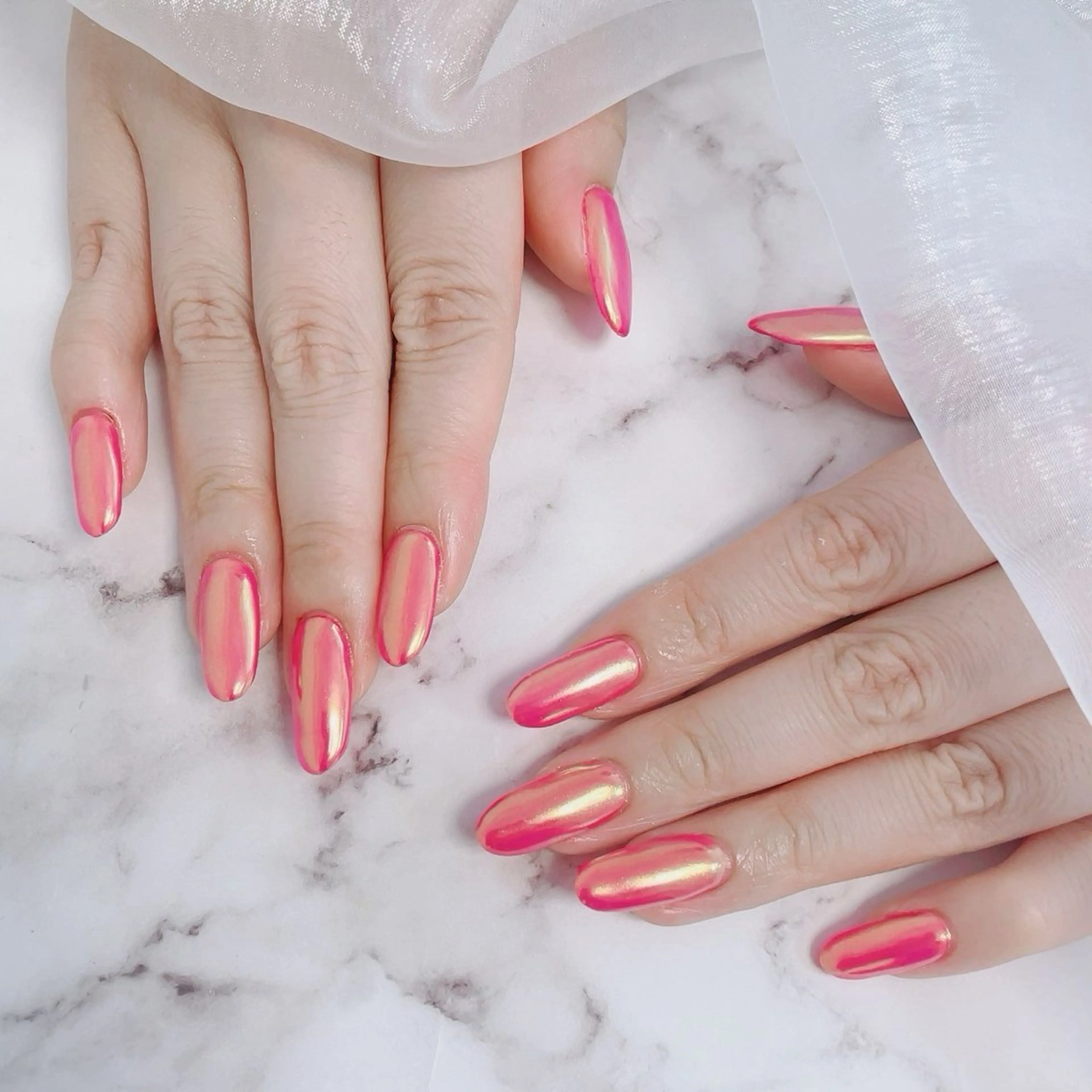 🩷チップ長さだし10本+ミラー・オーロラ　オフありの写真