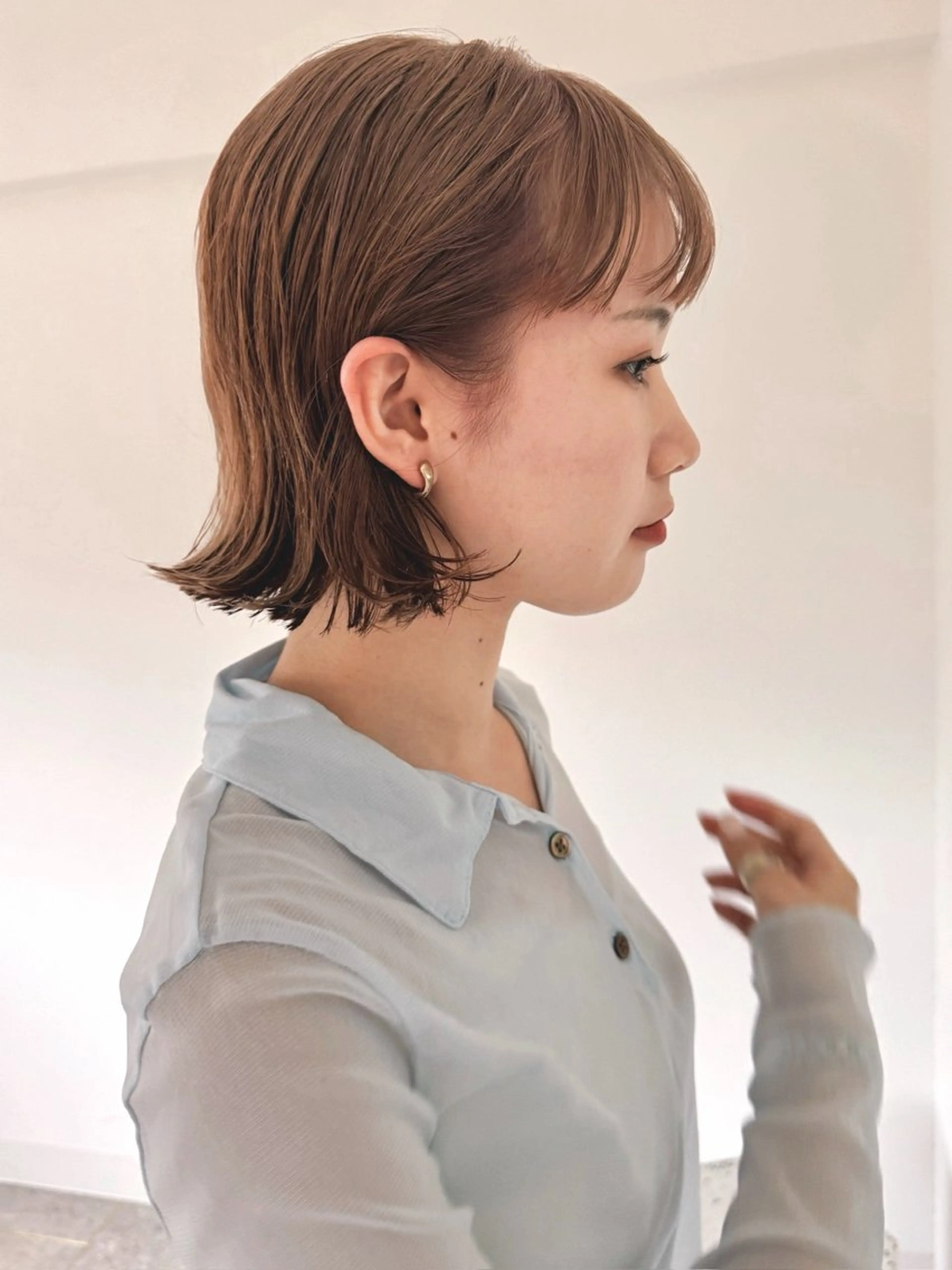 ショート カラー ブリーチ ブラウンカラー ブリーチなしカラー ボブ カット ヘアカラー トリートメント デザイン/ブリーチ Kaito🐩/栄のヘアスタイル