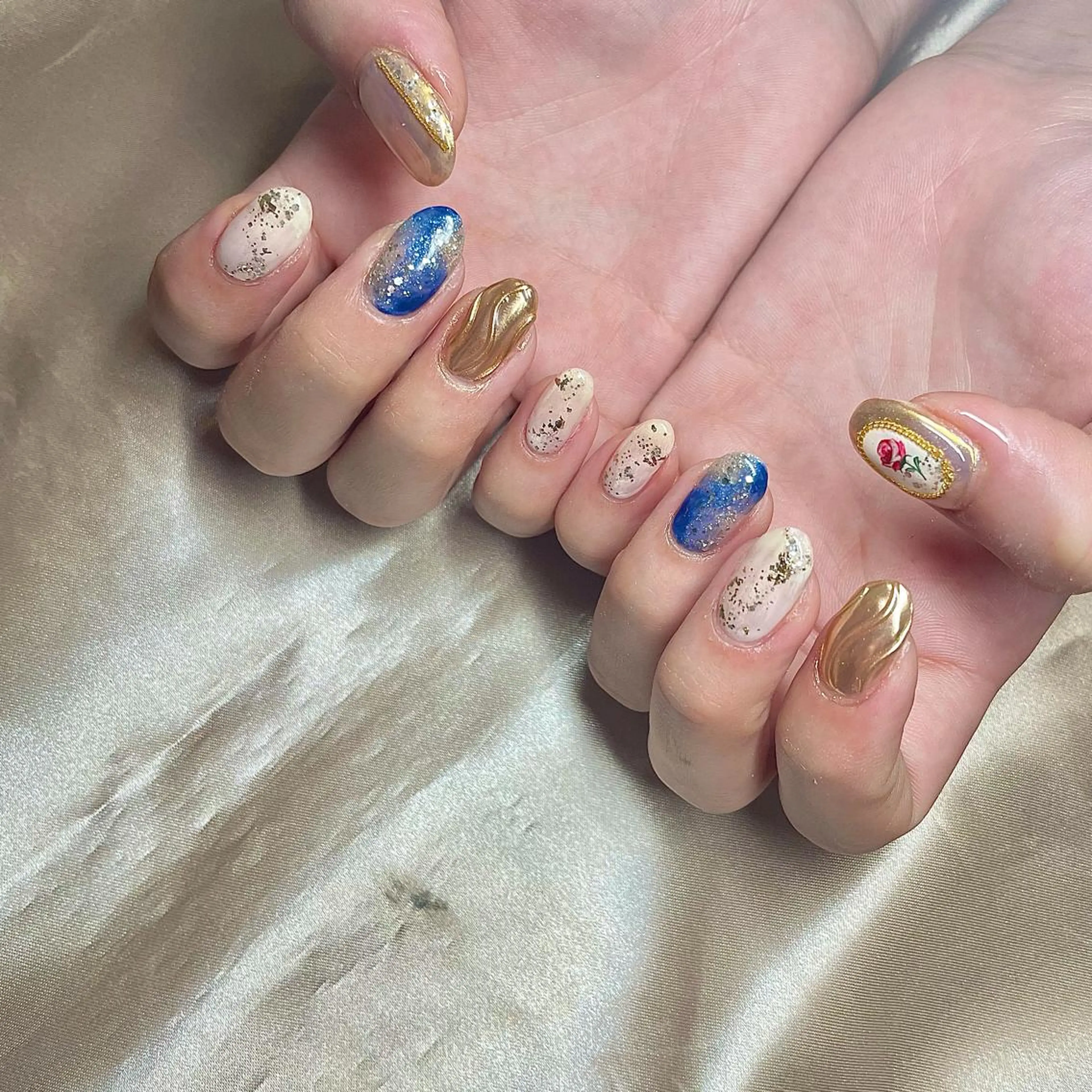 ミディアム カラー パーマ ヘアアレンジ メンズ キッズ ネイル マツエク・マツパ ミラーネイル nail&eye Aoのマツエク・マツパデザイン