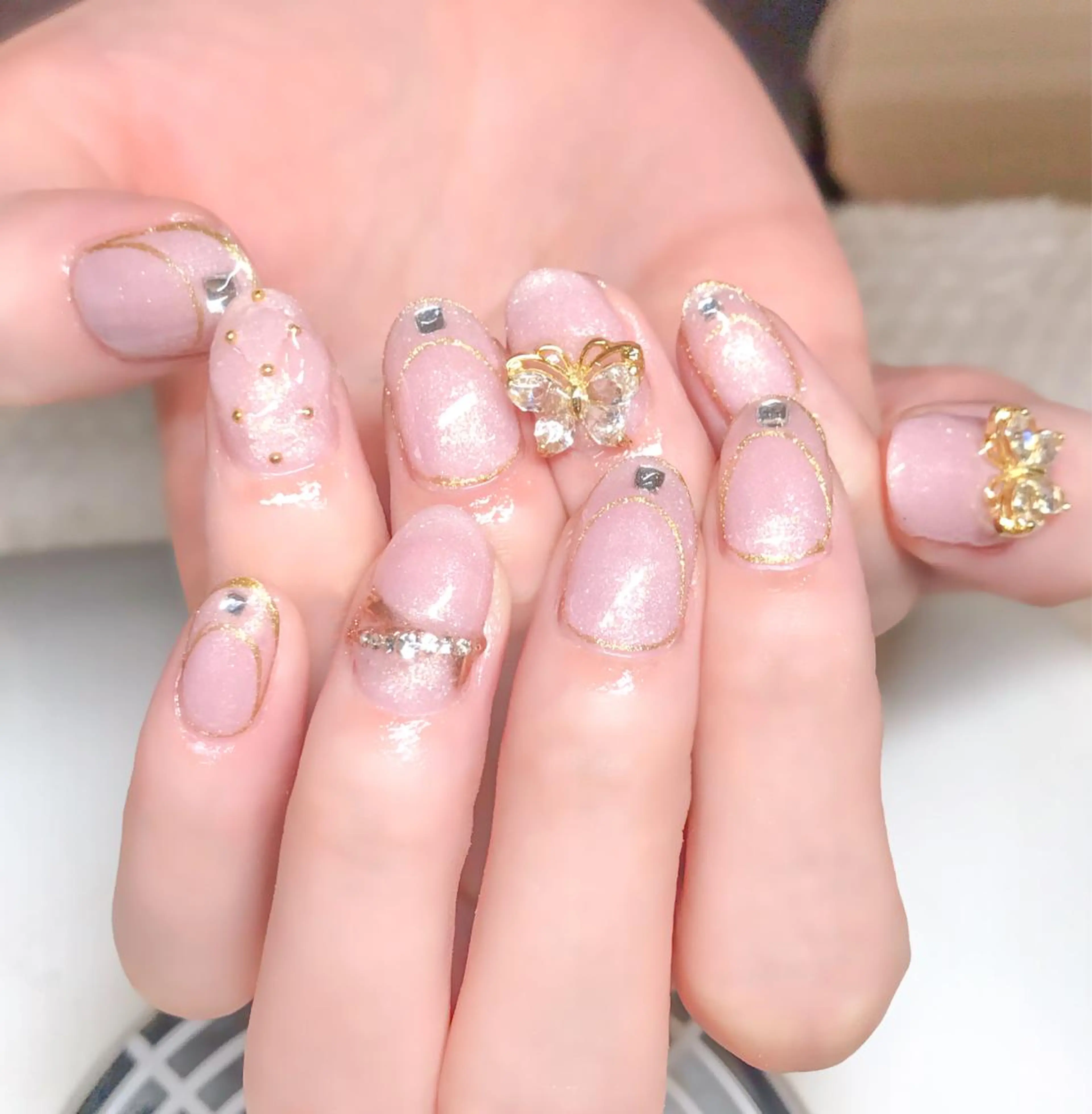 ネイル ジェルネイル キラキラネイル ピンク ワンホンネイル Nyanco Nailのネイルデザイン