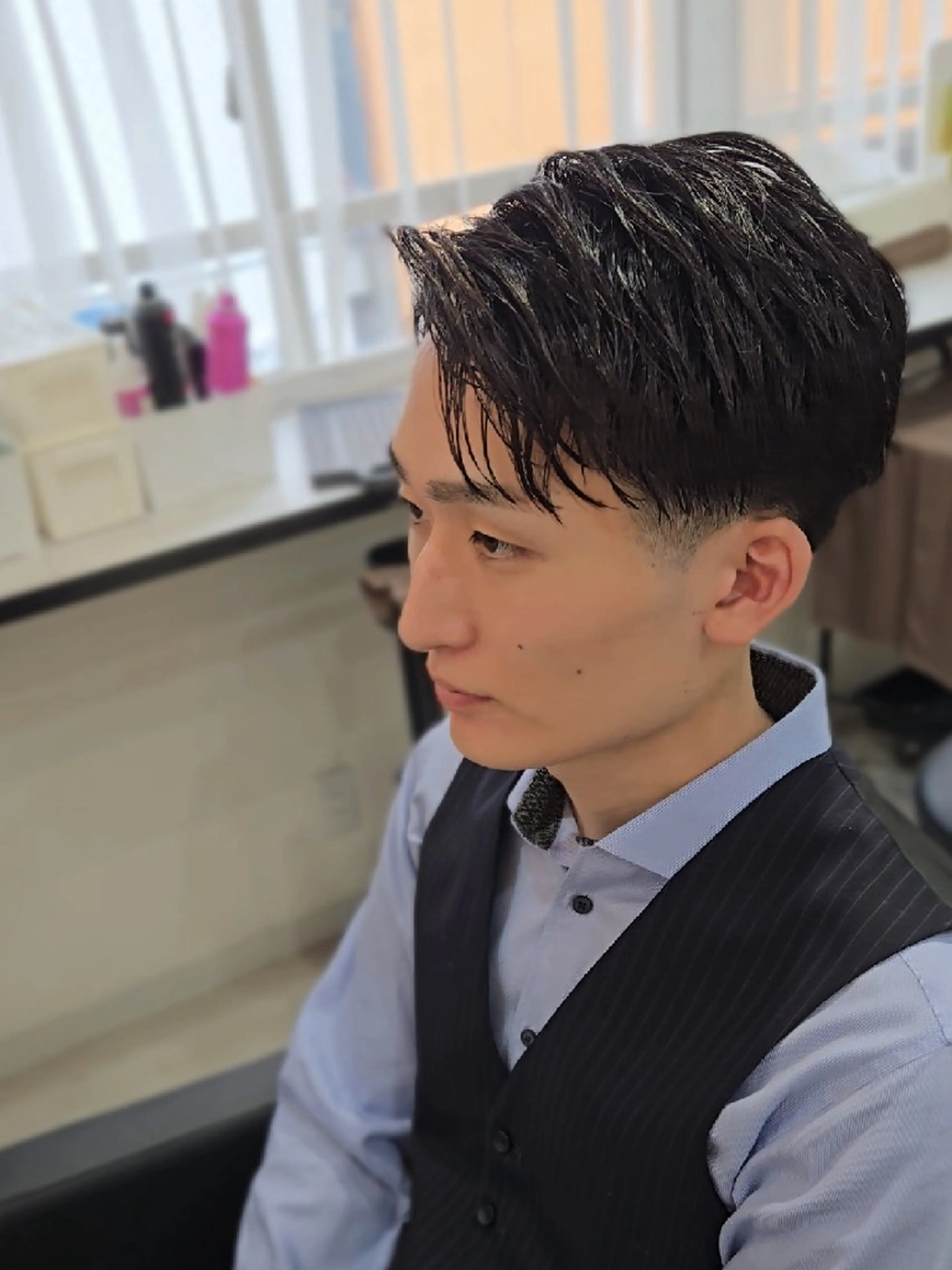 メンズ ミディアム カット ヘアセット Lapis 名古屋駅前店所属・LEN名古屋/パーマ 海外ヘア/メンズ特化のヘアスタイル