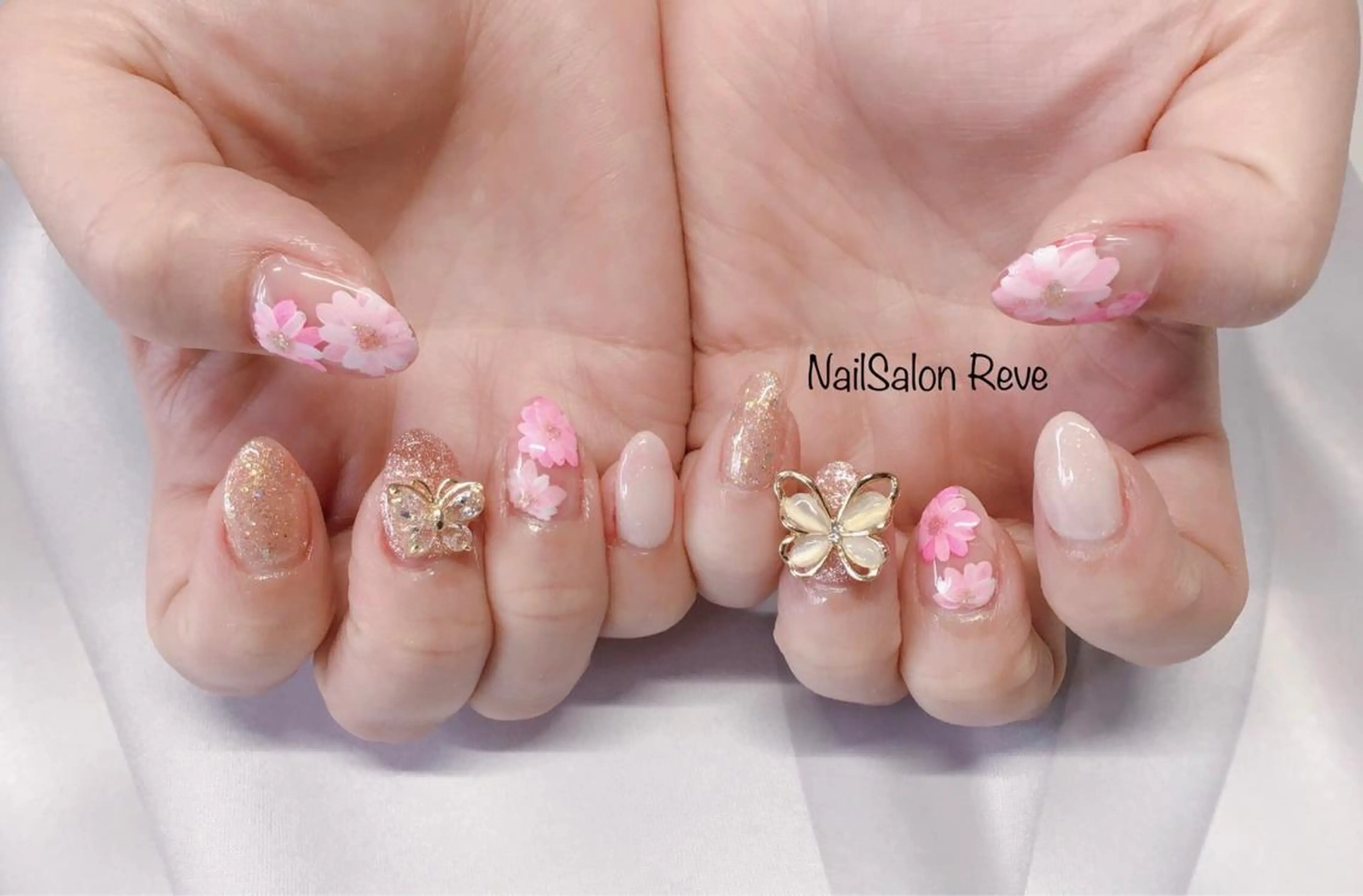 ネイル アートネイル フラワーネイル 春ネイル ハンドネイル NailSalon   Reve（ネイルサロン レーヴ）所属・NailSalon Reveのネイルデザイン