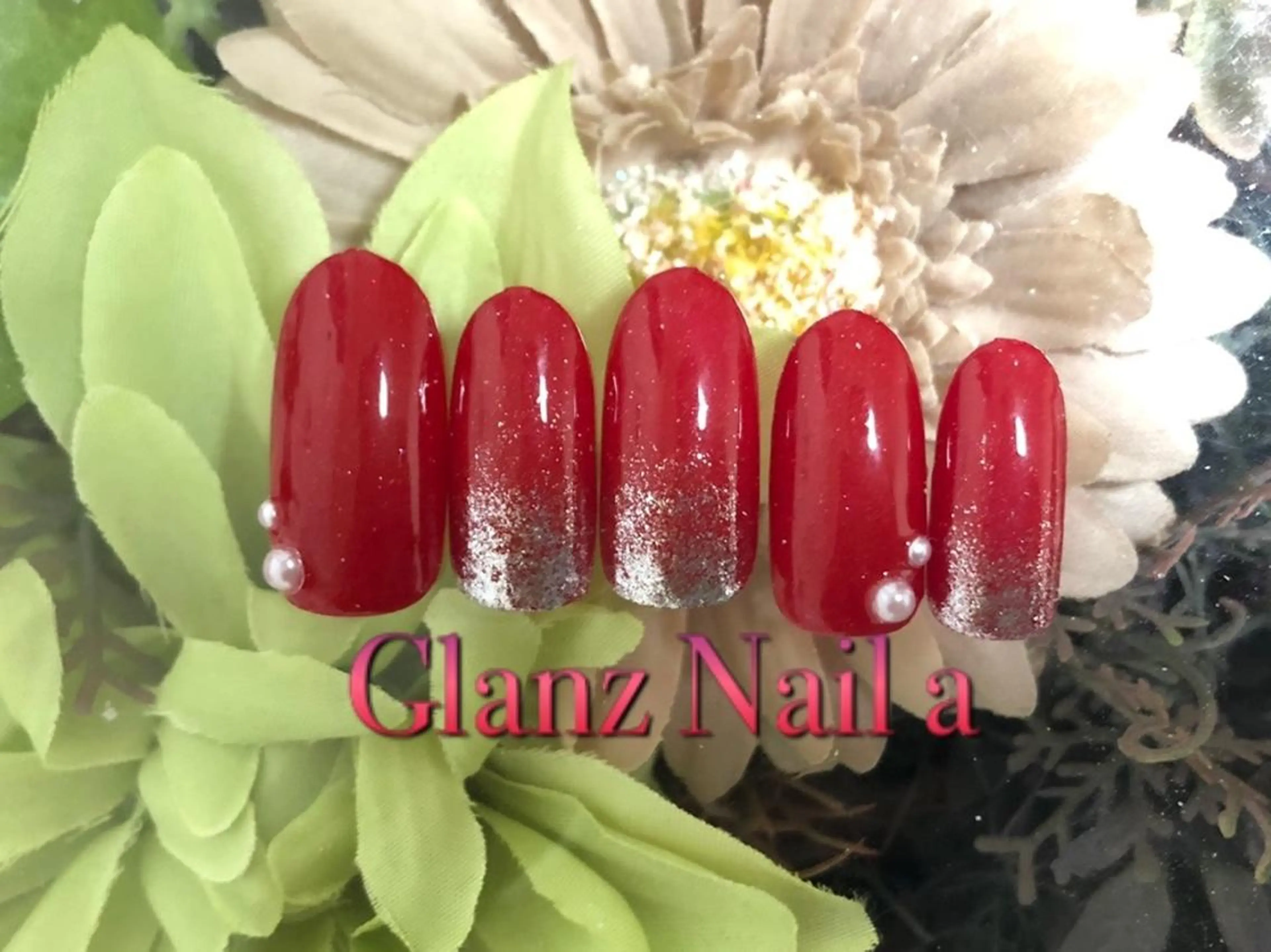 ネイル 赤色 冬ネイル クリスマス Glanz  Nail aのネイルデザイン