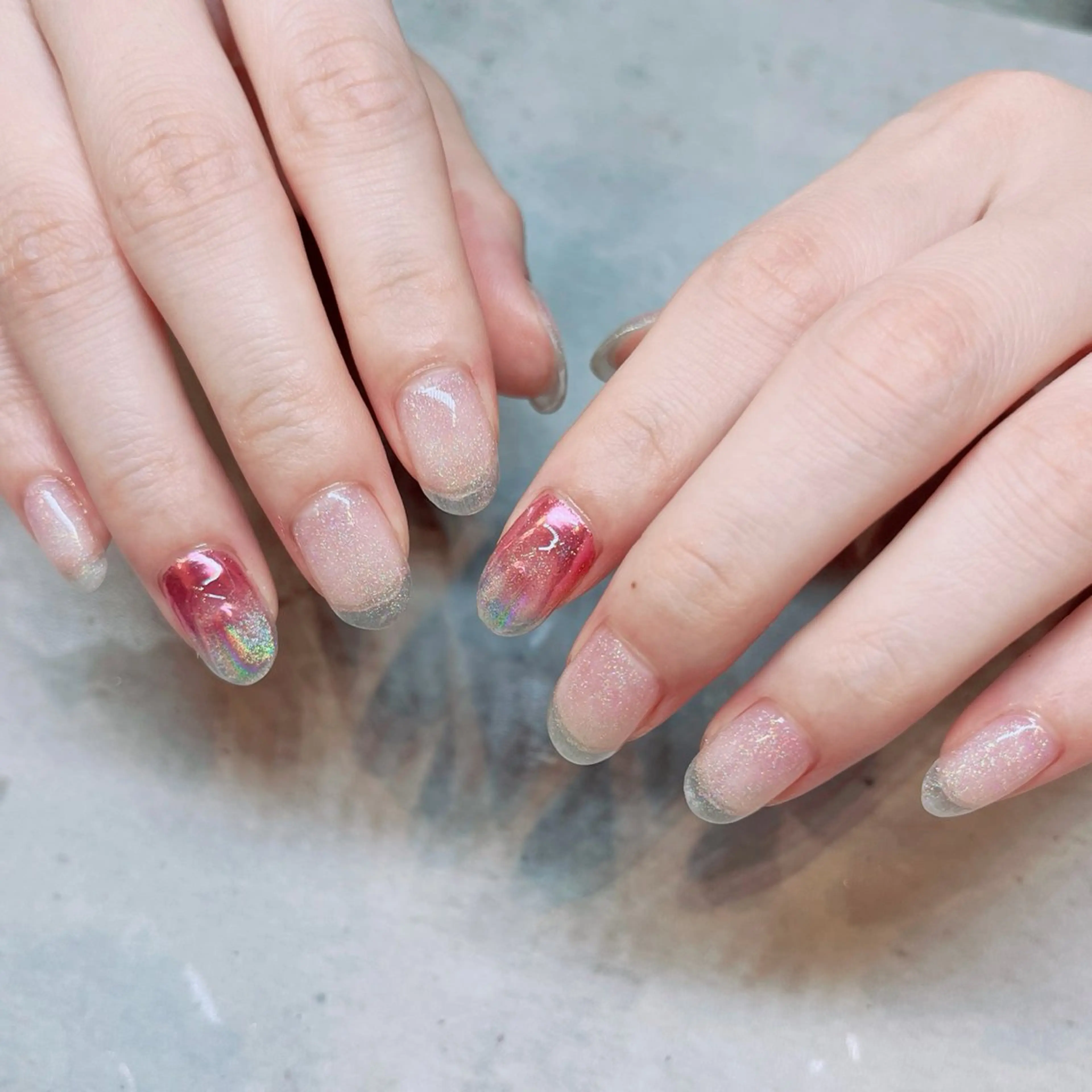 ネイル アートネイル ラメ(グリッター) ミラーネイル Kobayashi Mのネイルデザイン