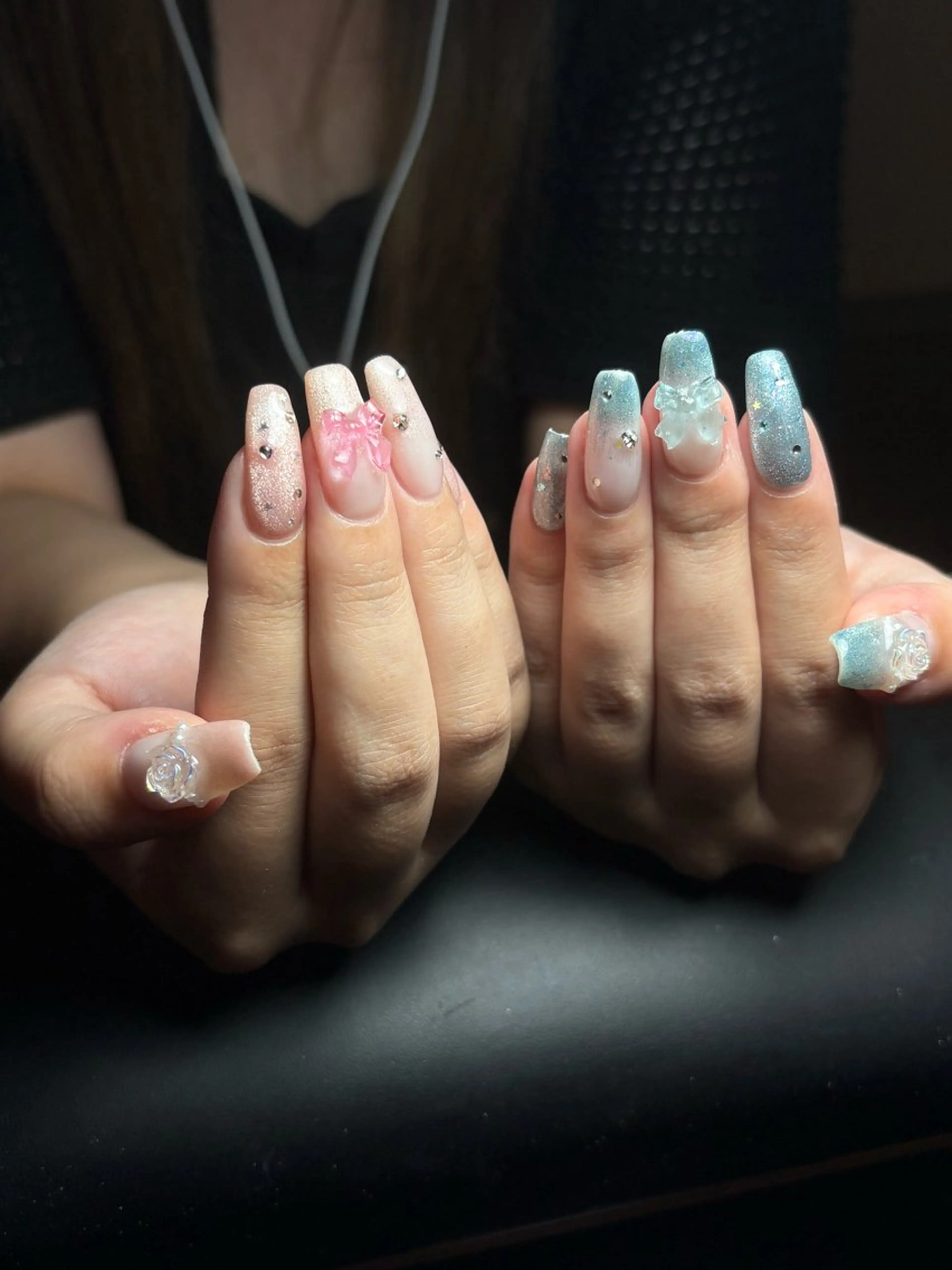 ネイル グラデーション 韓国ネイル マグネットネイル 持ち込み リボン モンナ CCのネイルデザイン