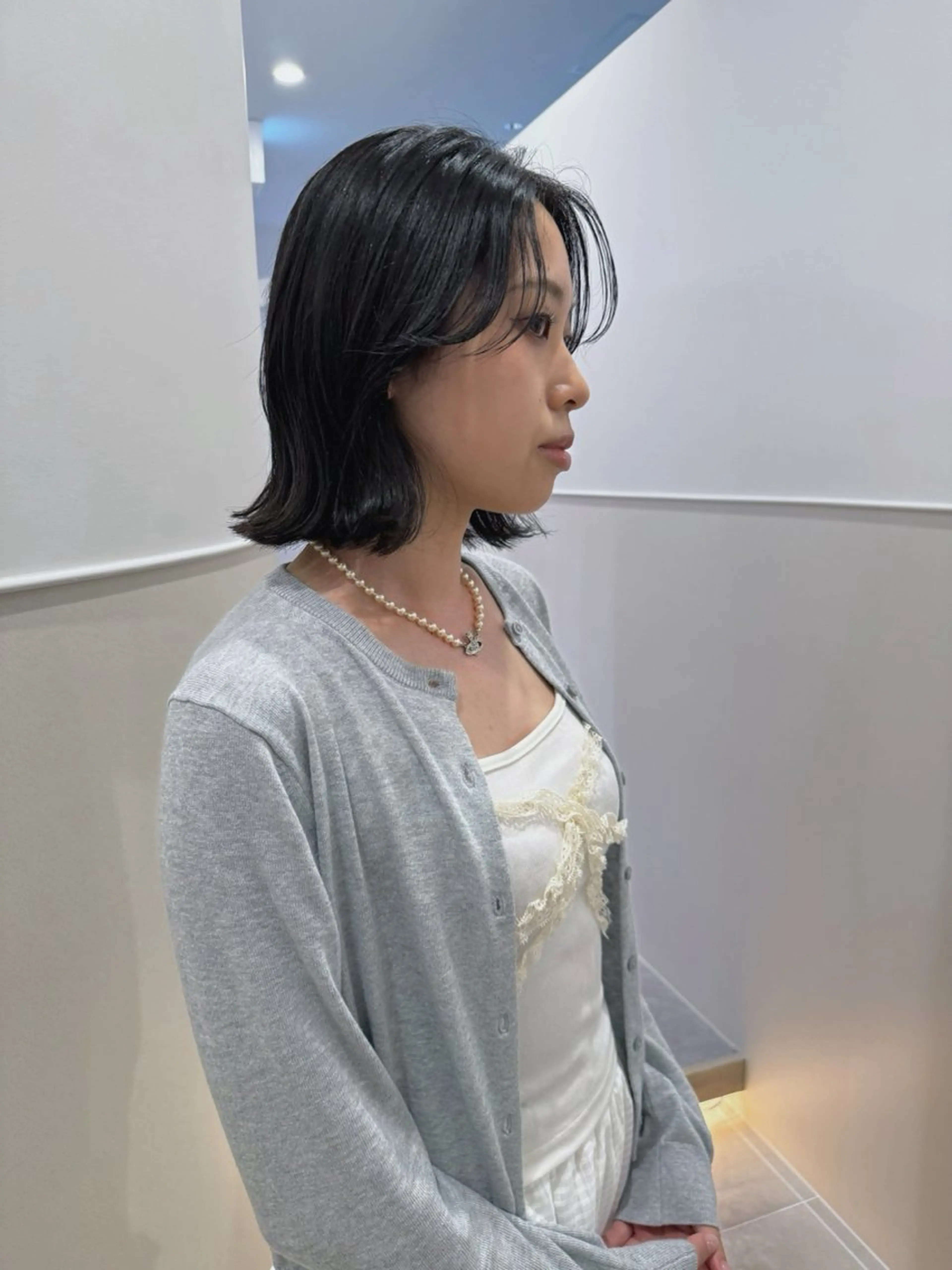 ミディアム カラー ボブ くびれヘア タンバルモリ レイヤーカット miyuki .のヘアスタイル