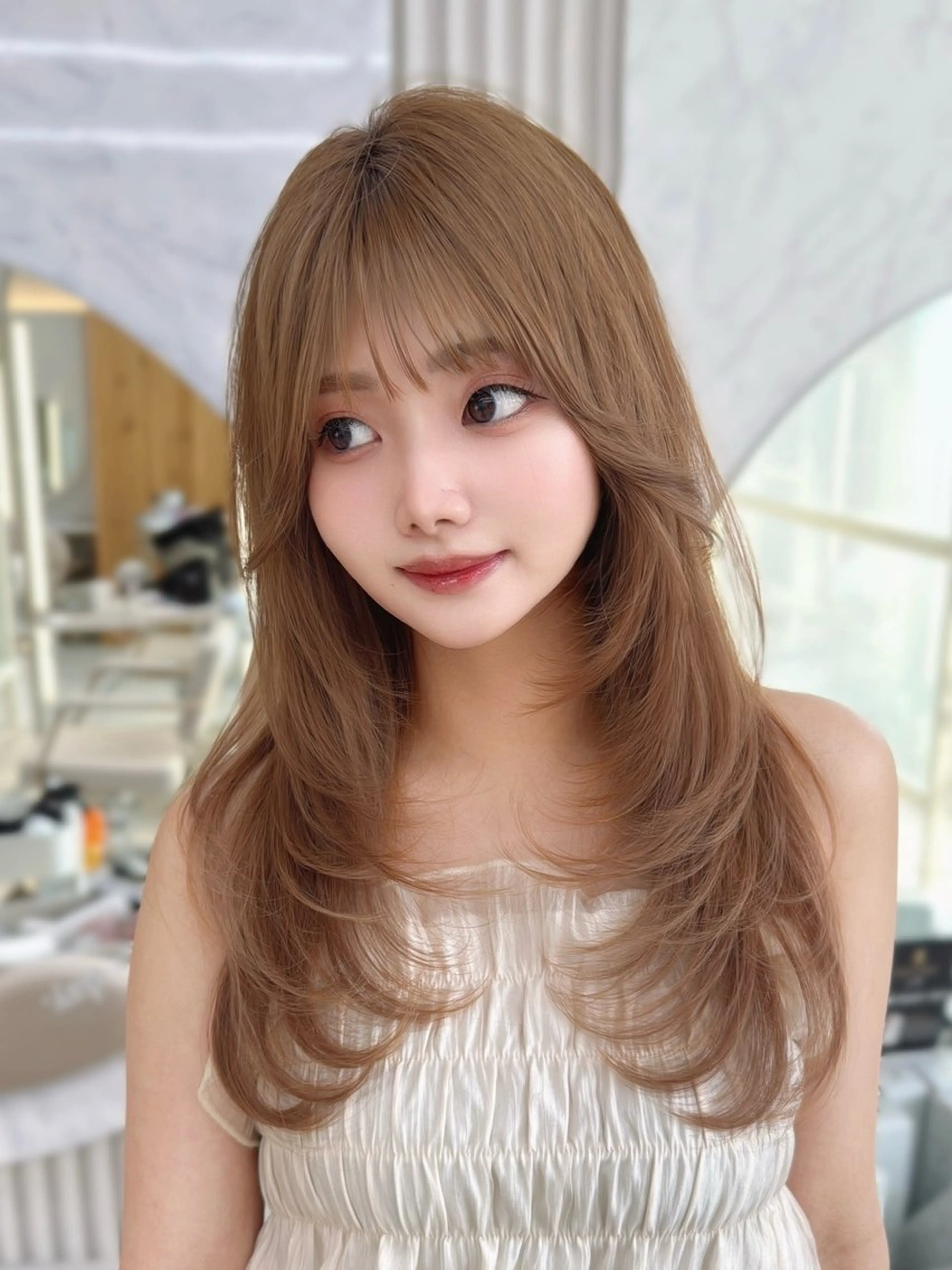 【明るい透明感あるカラーに✨】全体カット➕イルミナブリーチなしWカラー🤍➕2step外部補習トリートメント🫶の写真