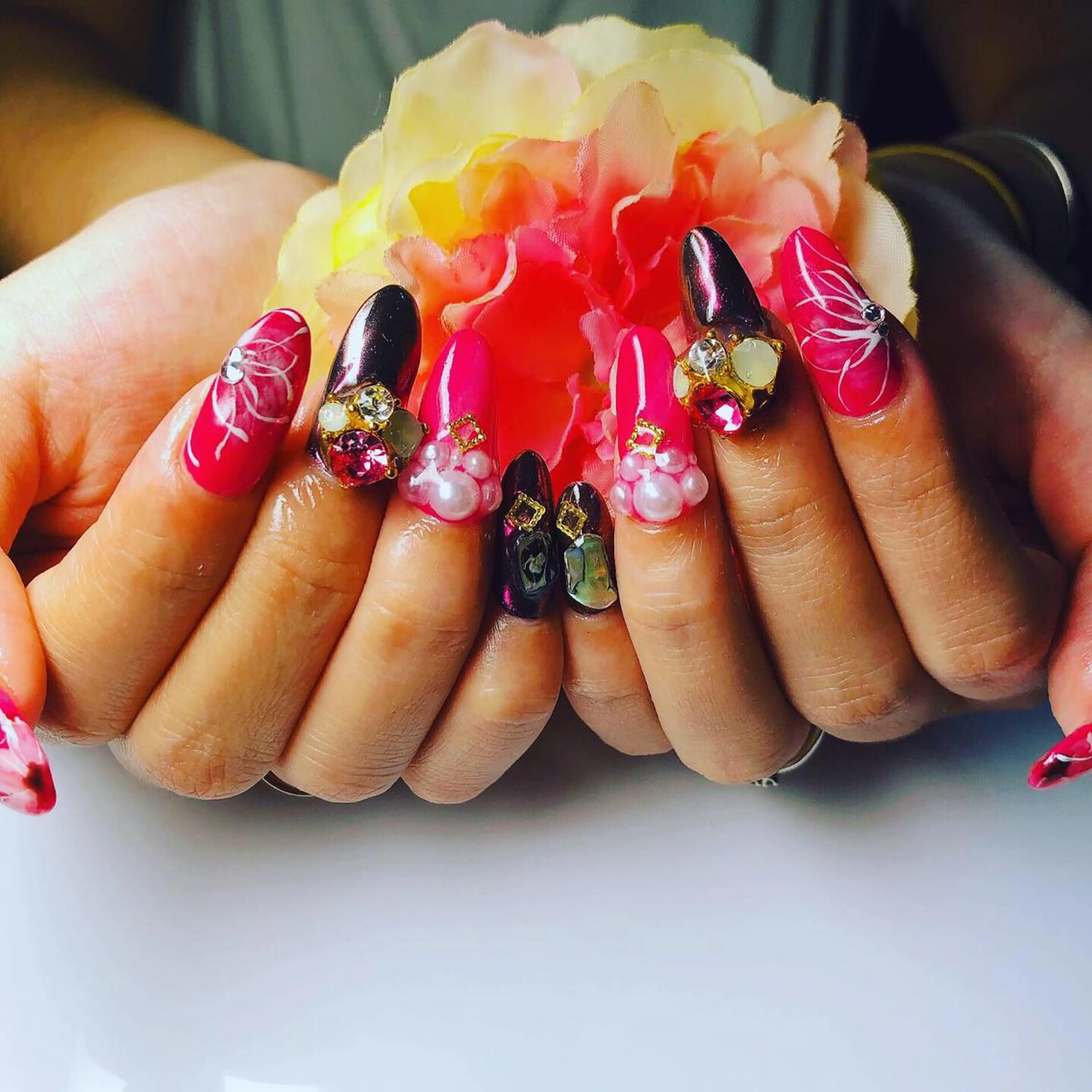 ネイル 長さ出し ピンク CHERIMO【lalaLaLa】所属・CHERIMO シェリモのネイルデザイン