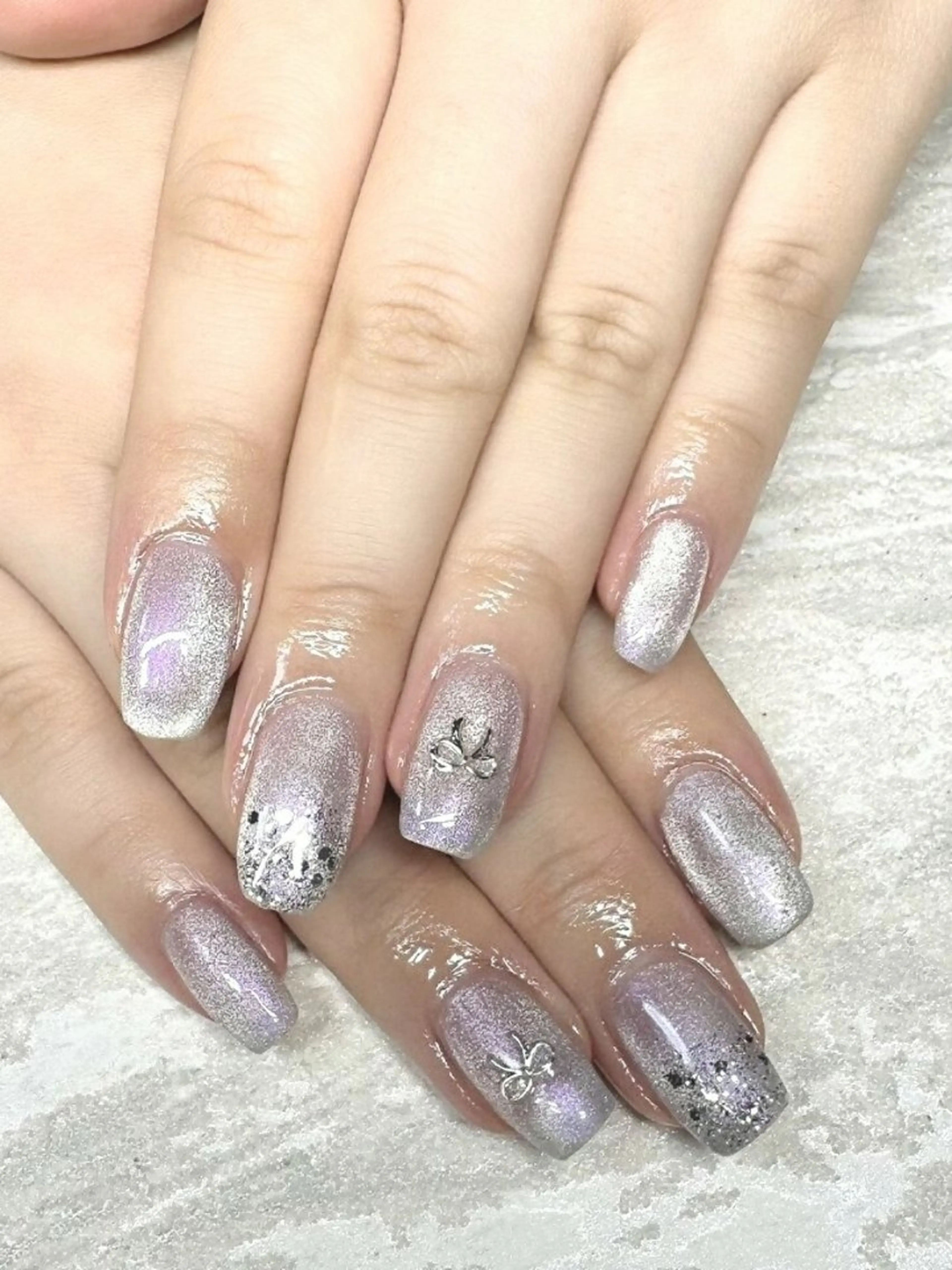 ネイル 韓国ネイル マグネットネイル ワンカラーネイル リボン シンプルネイル JULIE NAILのネイルデザイン
