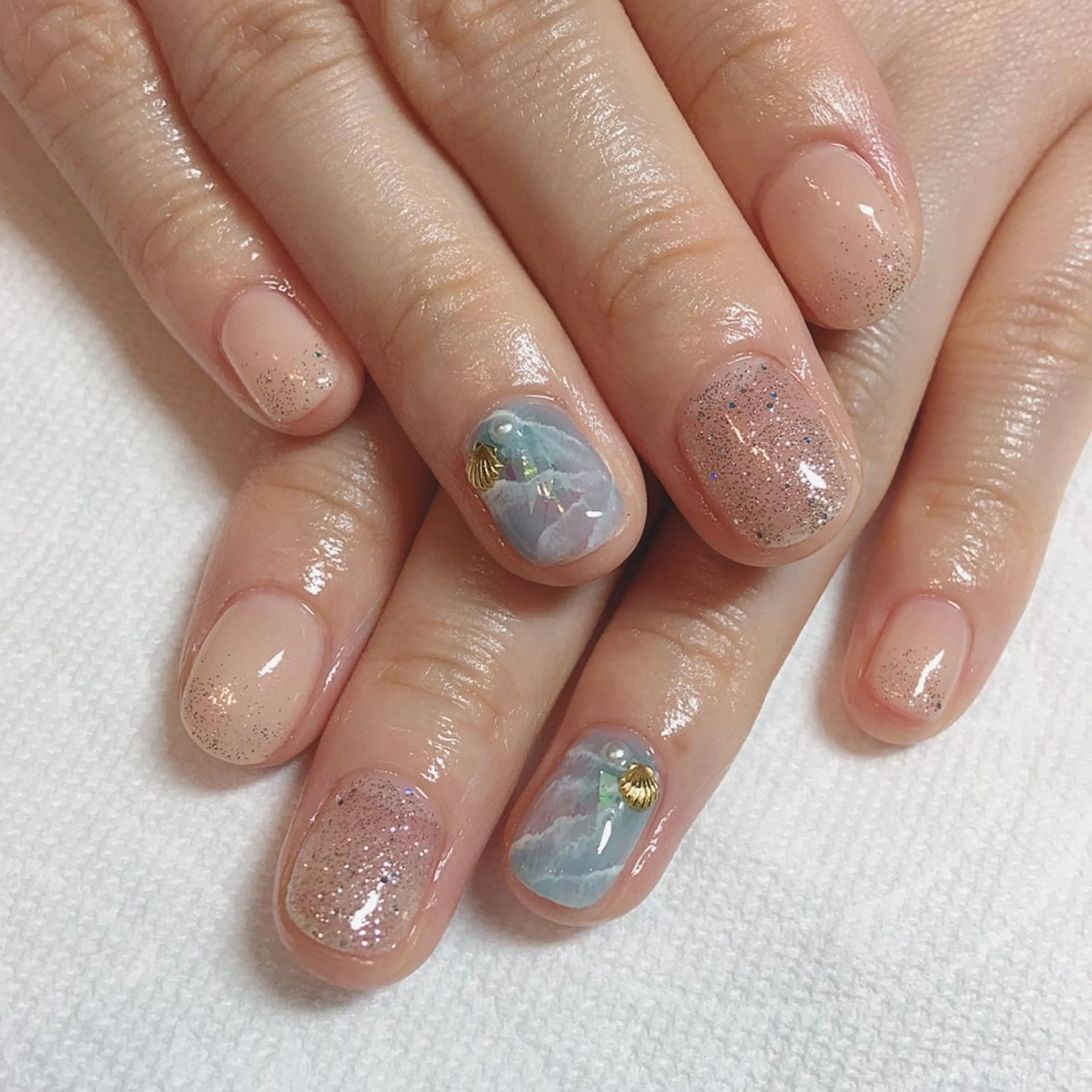 ネイル アートネイル ブルー ジェルネイル 大理石ネイル(マーブル) THECOLORS所属・近貞 莉奈のネイルデザイン