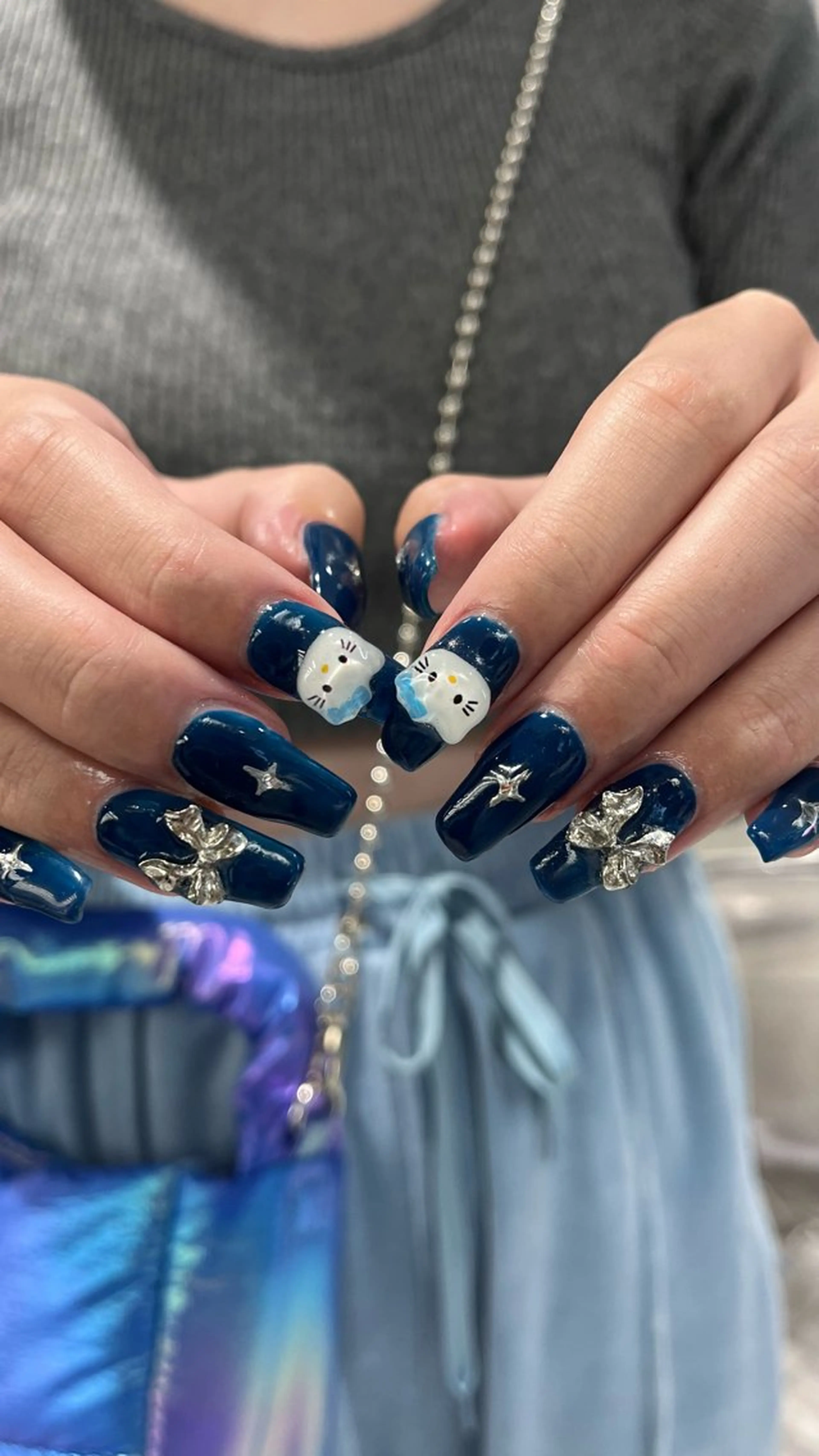 ネイル ネイビー シルバー mai🤍縮毛酸性ス トレート/アイリストのヘアスタイル