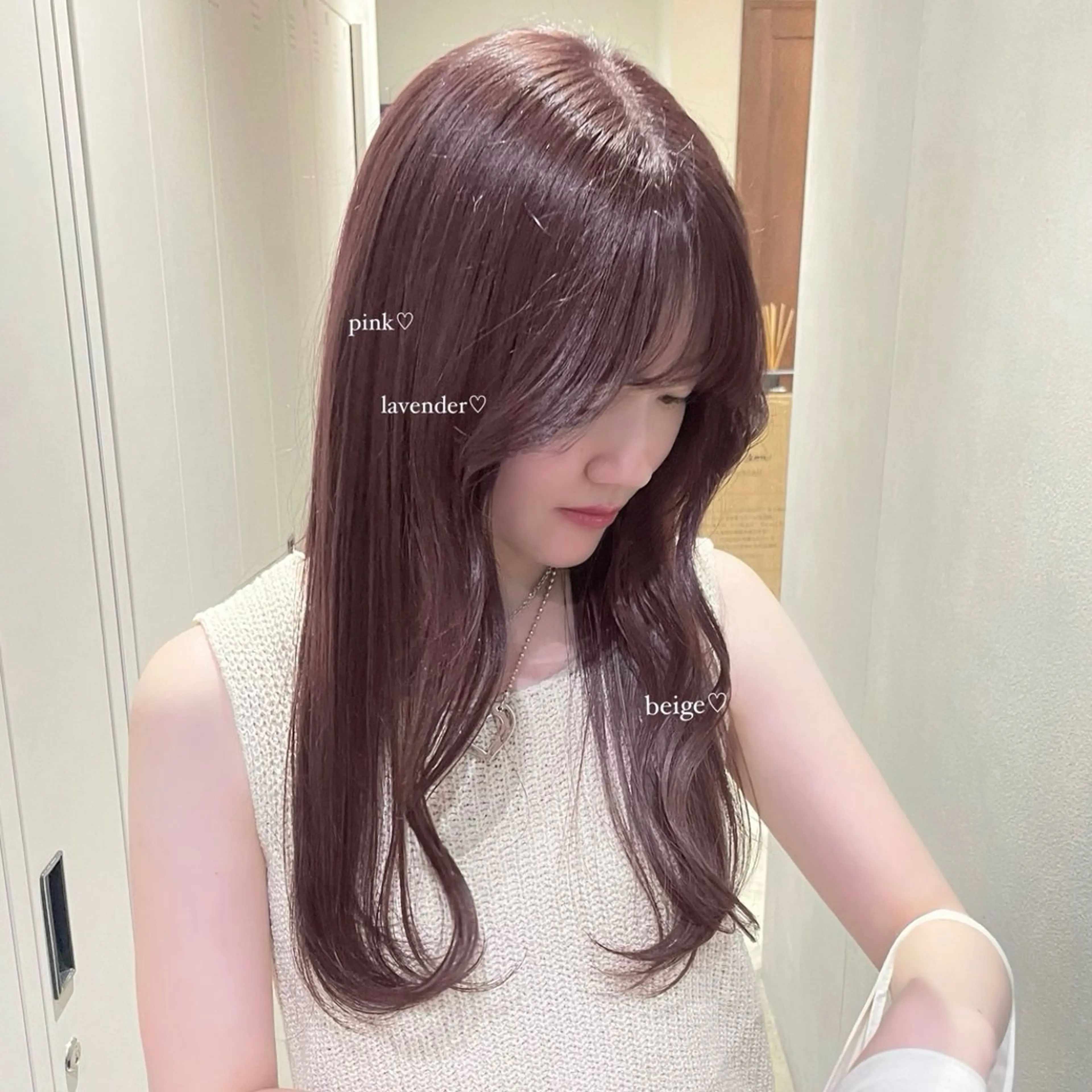 セミロング カラー ベージュカラー ラベンダーカラー ラベンダーベージュ ヘアカラー レイヤー/艶カラー /sora🌙✨️のヘアスタイル