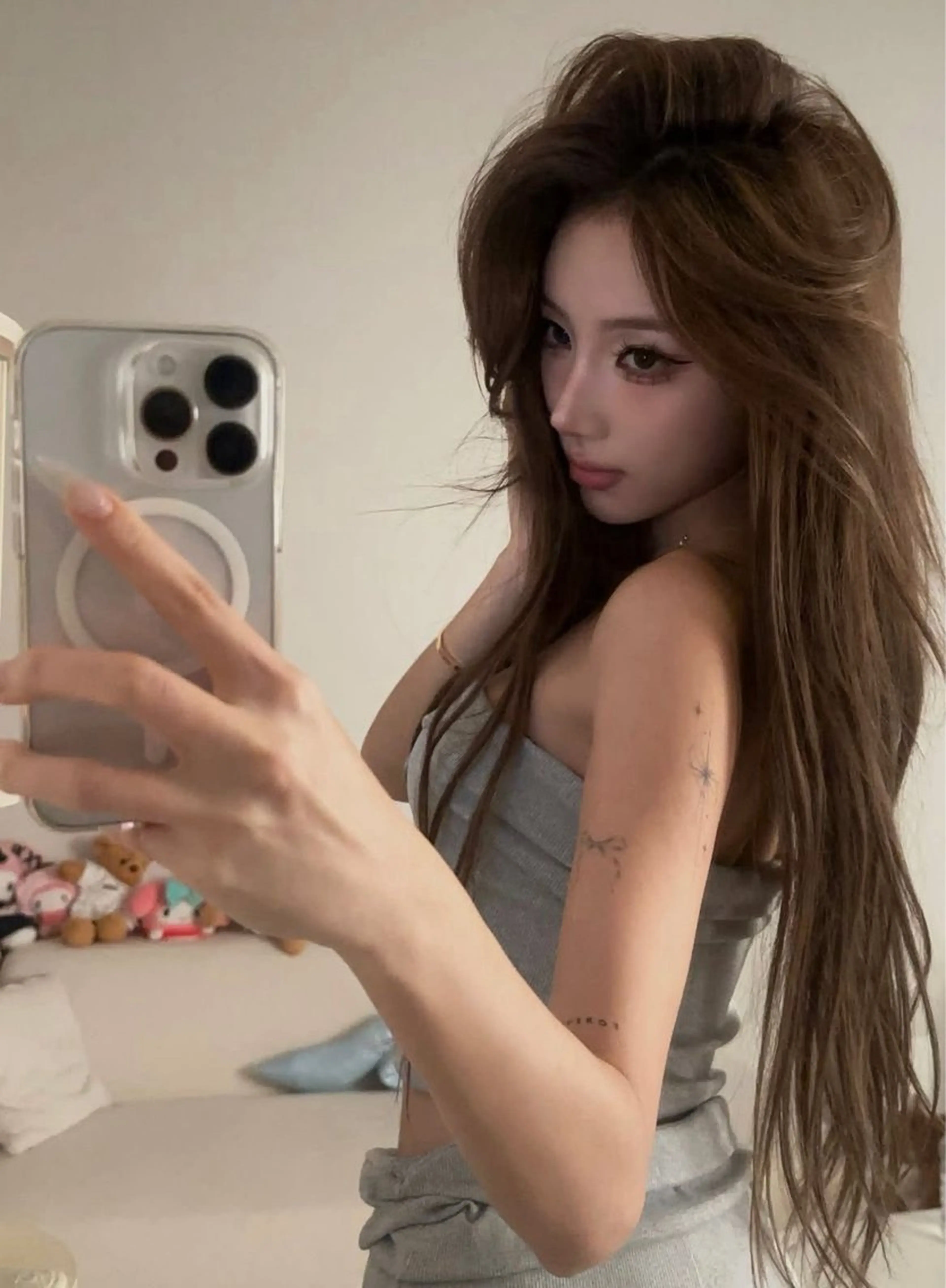 ロング 韓国風ヘア ワンホンヘア カット ヘアカラー トリートメント 𝑺𝑨𝑨𝒀𝑨 色気ワンホンHairのヘアスタイル