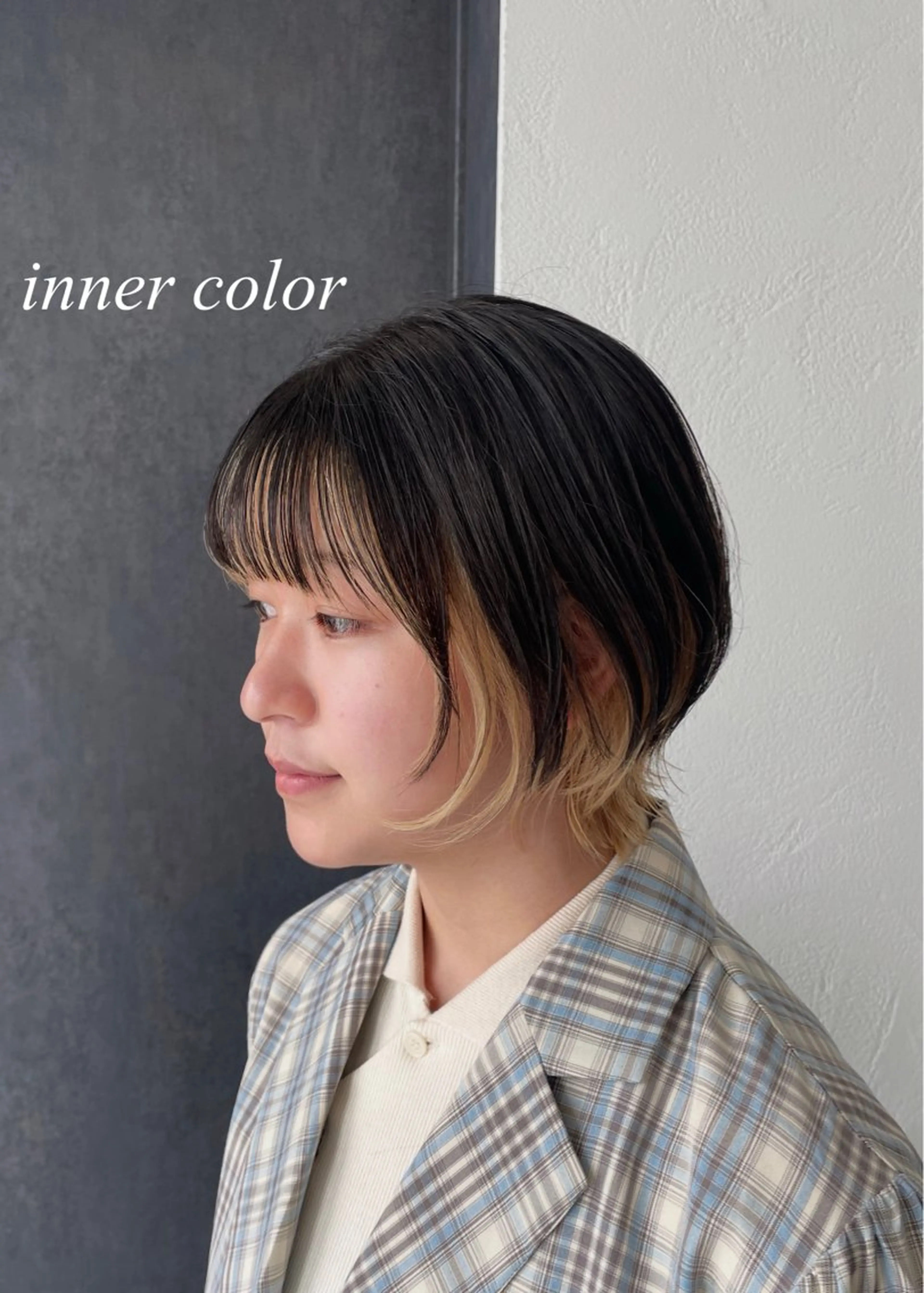 ショート カラー ブリーチ インナーカラー ウルフカット ZAZA AOYAMA所属・ブリーチ・デザイン カラー/江原のヘアスタイル