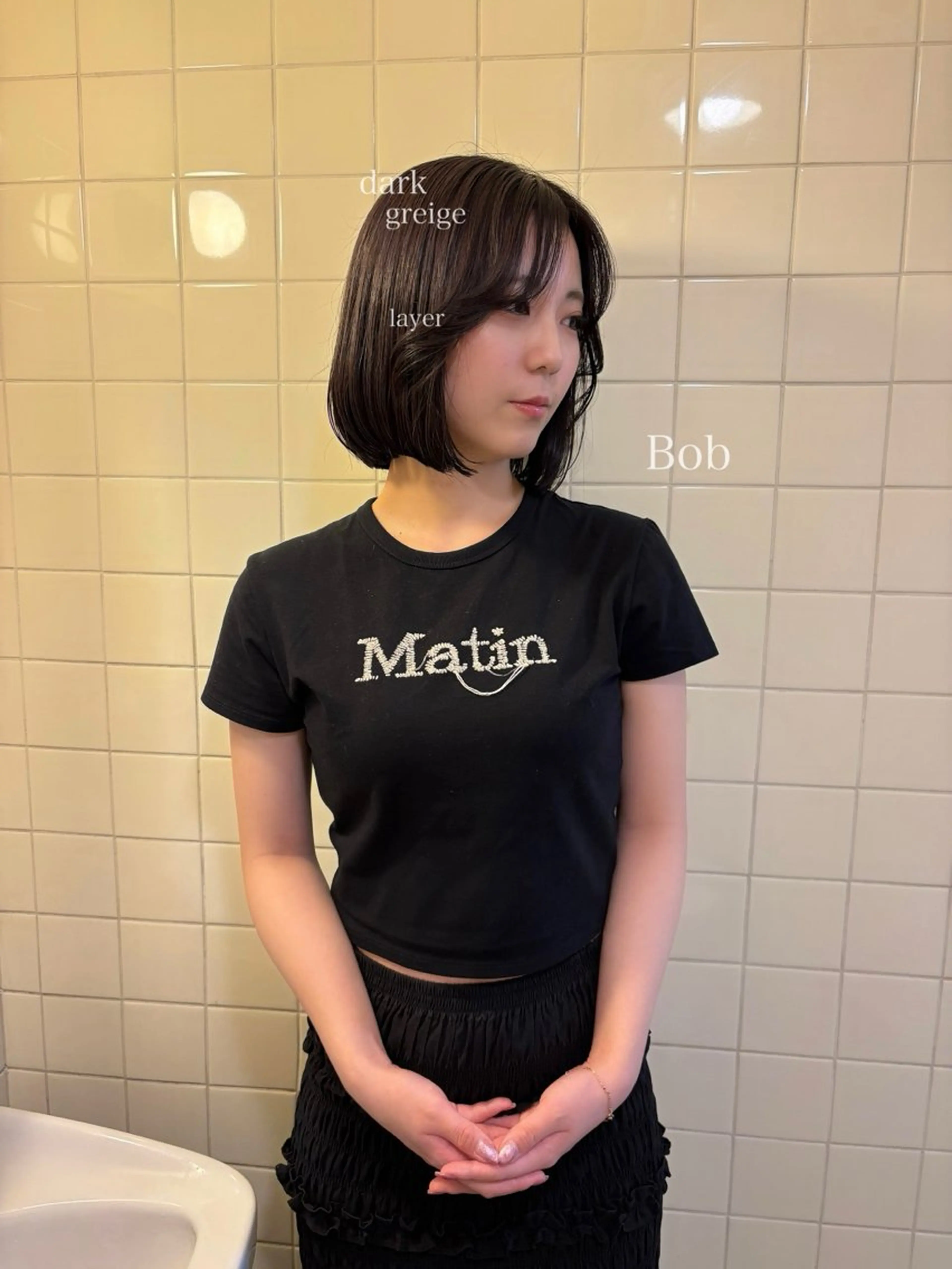 ミディアム カラー カット ヘアカラー トリートメント 韓国ボブ＆顔まわり レイヤー♡TOMOEのヘアスタイル