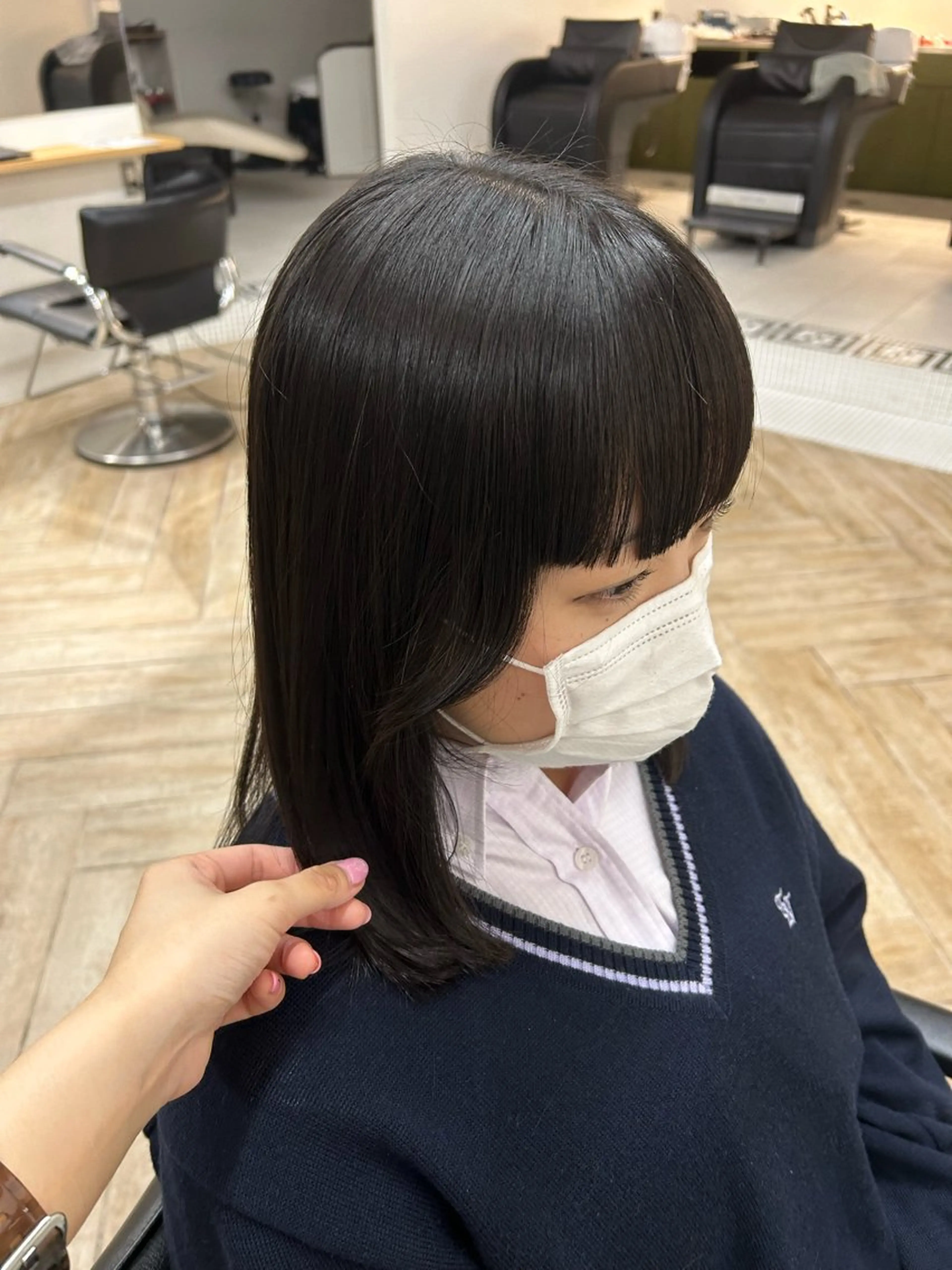 ミディアム 新潟/万代/レイヤー 韓国風/明間未来のヘアスタイル