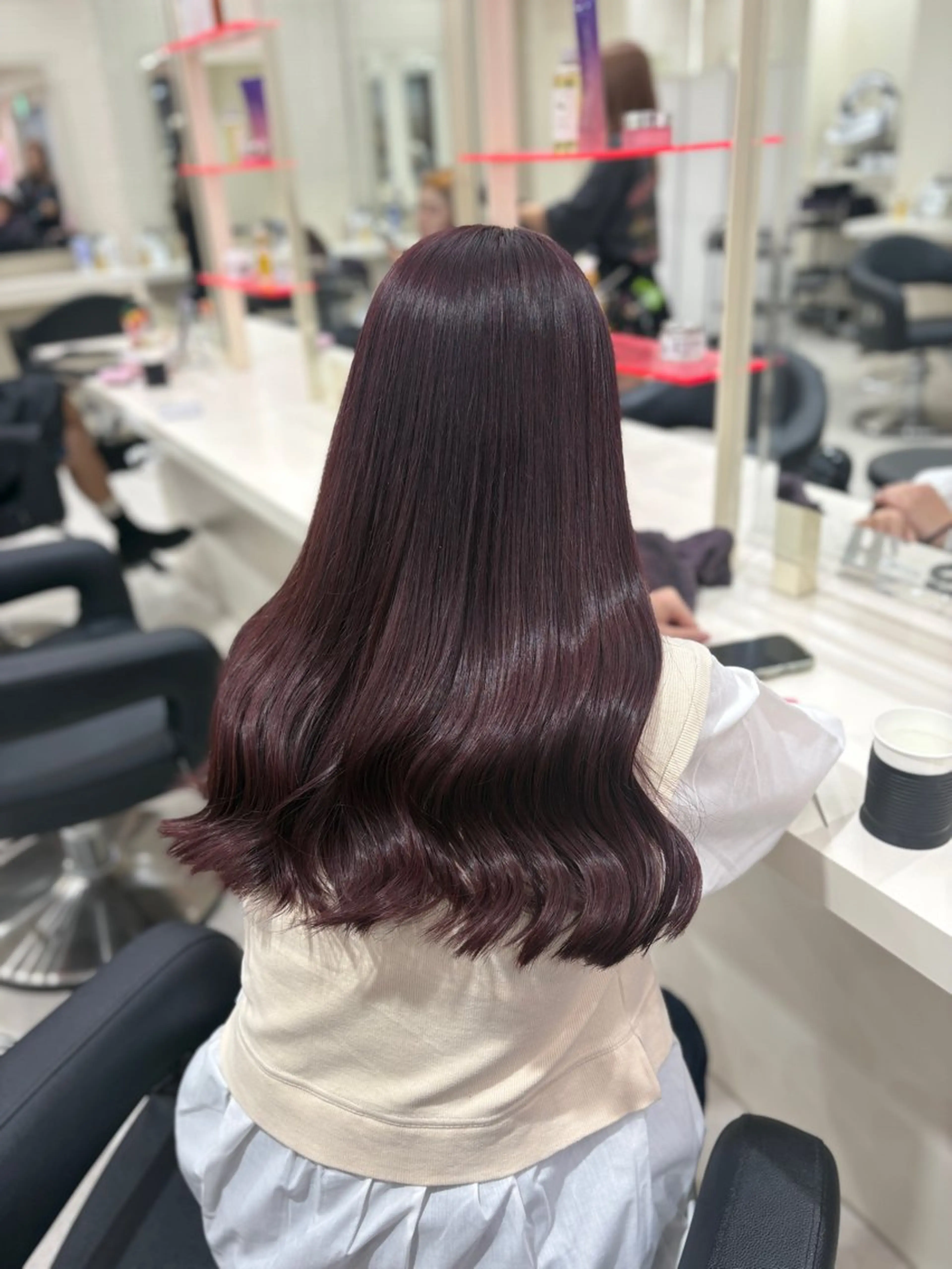 ロング ヘアカラー トリートメント ヘアセット 💗暖色カラー💗 ツヤ髪💗Mayaのヘアスタイル