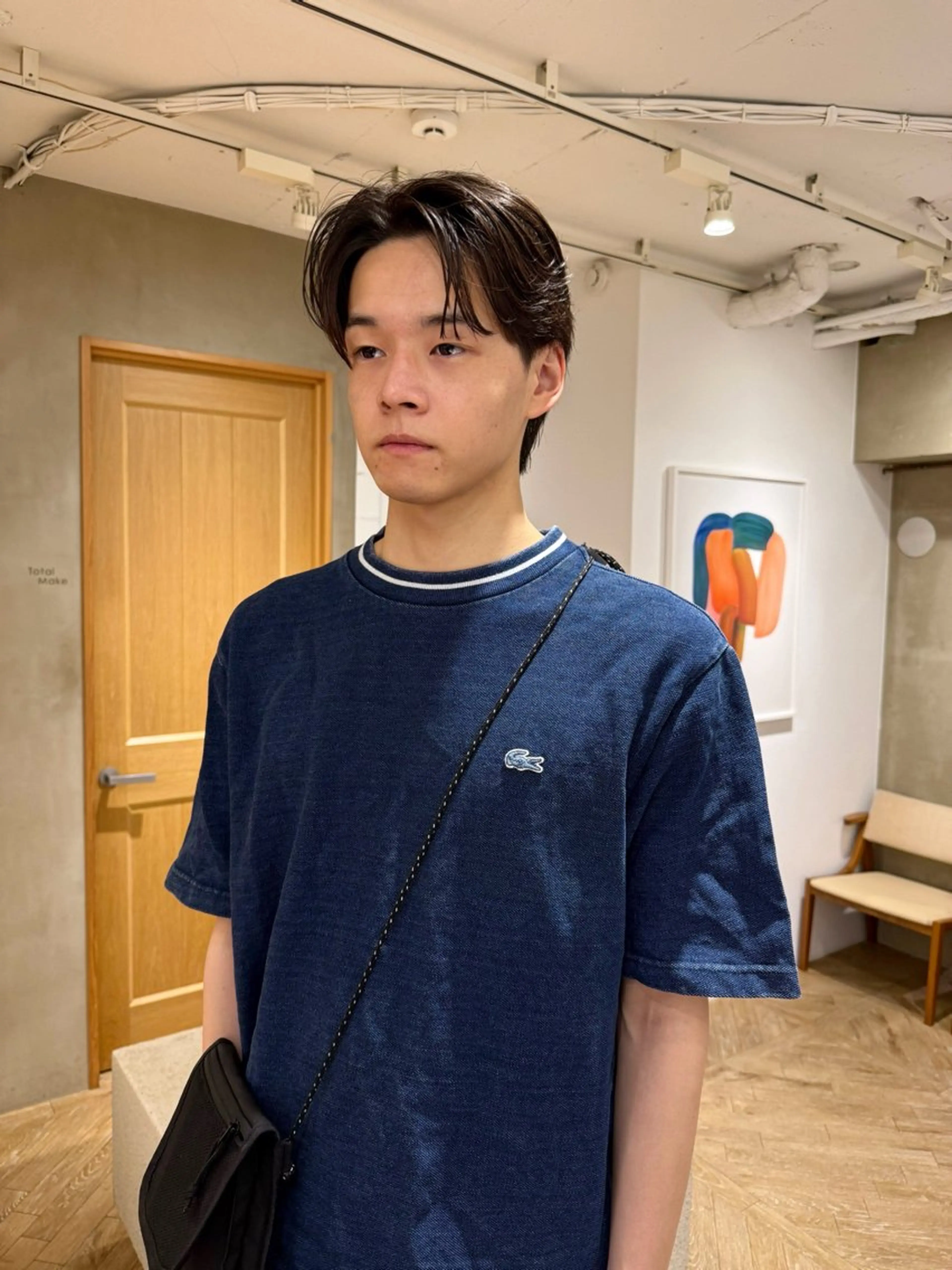 ミディアム パーマ メンズ ミディアムパーマ センターパート ダウンパーマ メンズパーマ ニュアンスパーマ パーマ メンズカット 田形清流のヘアスタイル