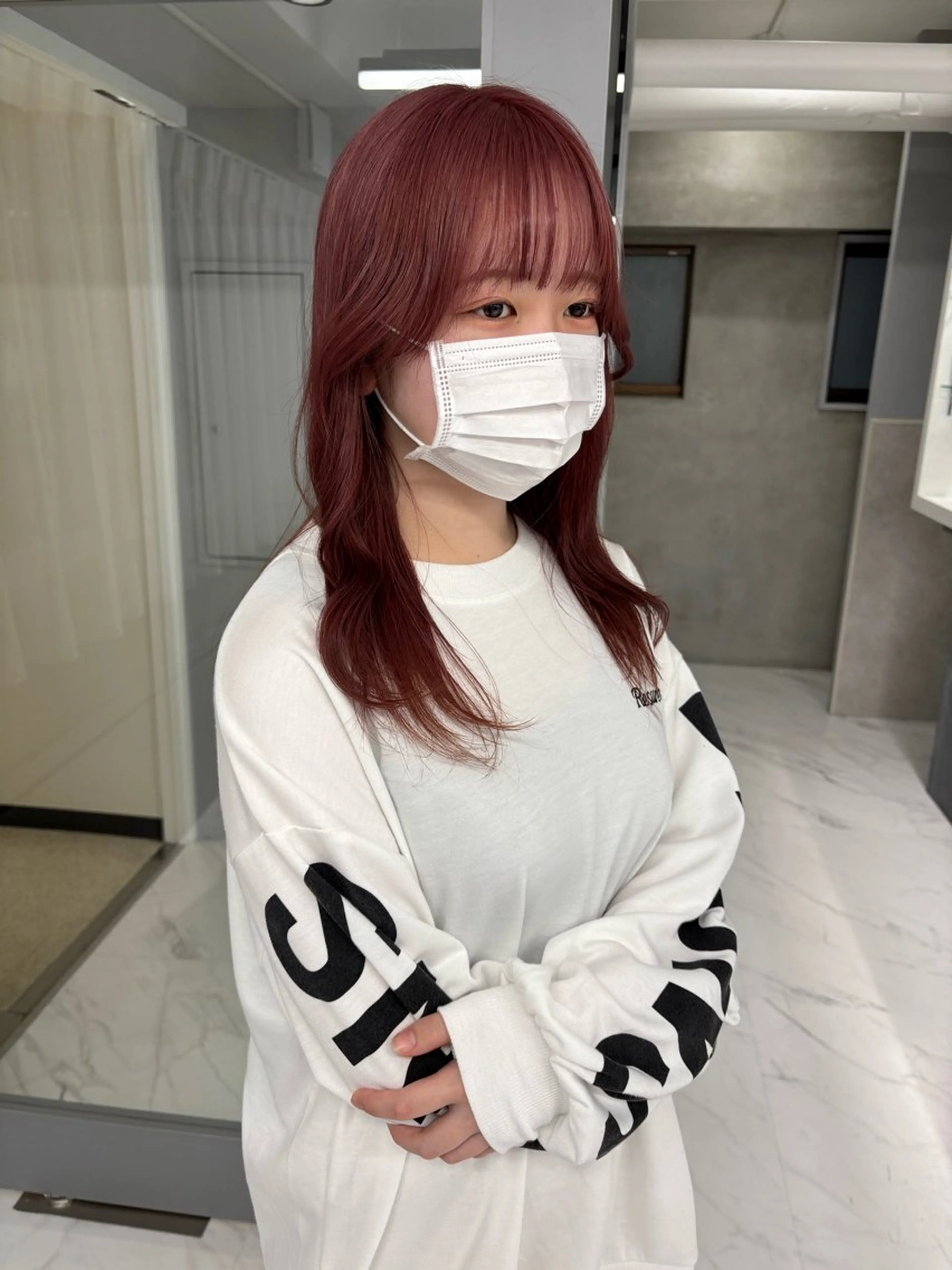 セミロング カラー ブリーチ ピンクカラー ヘアカラー Miyu🎀レイヤー ／透明感カラー🪽のヘアスタイル