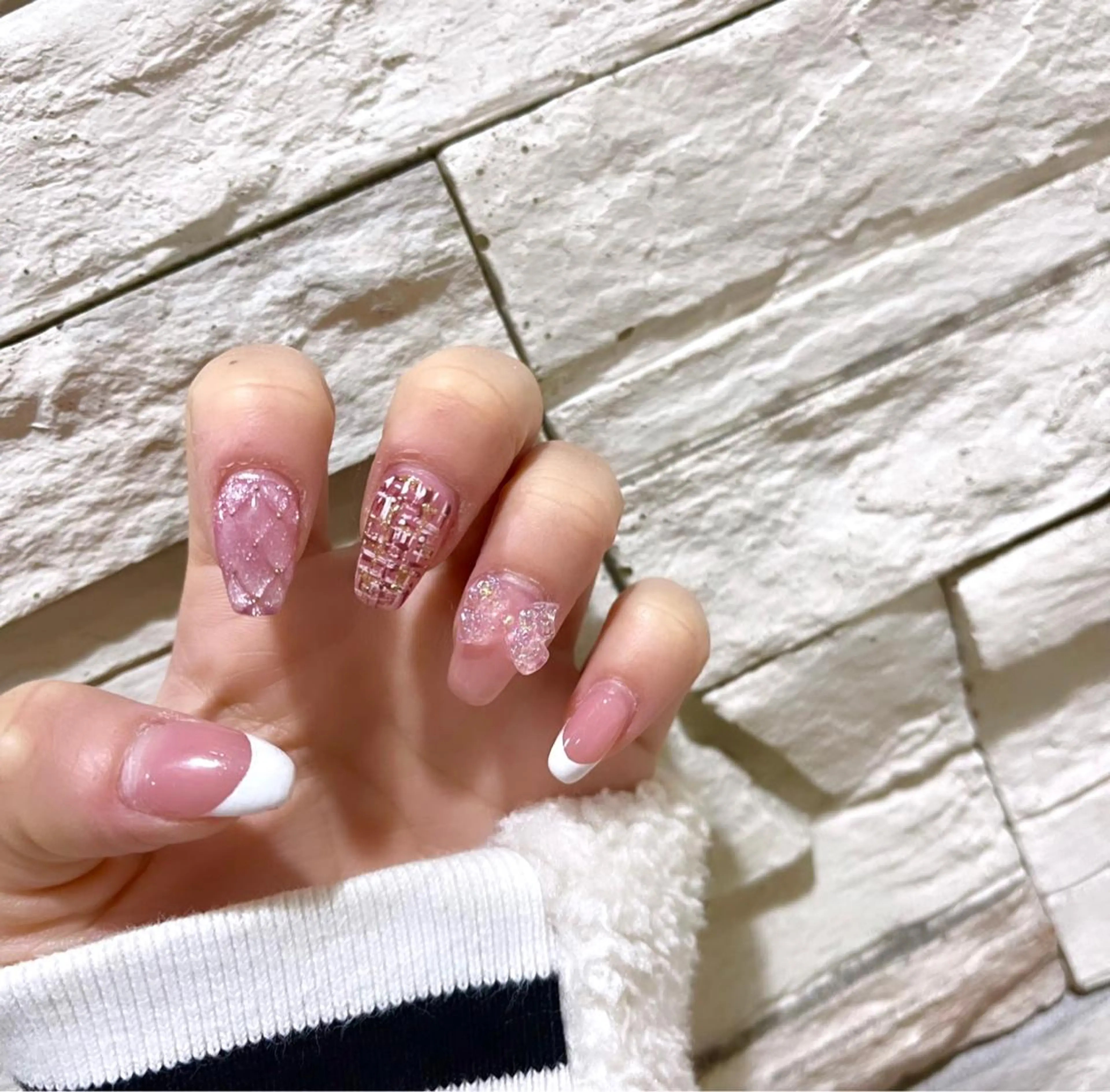 ネイル フレンチネイル ツイードネイル ［ネイリスト］ Ayaka…♡のネイルデザイン