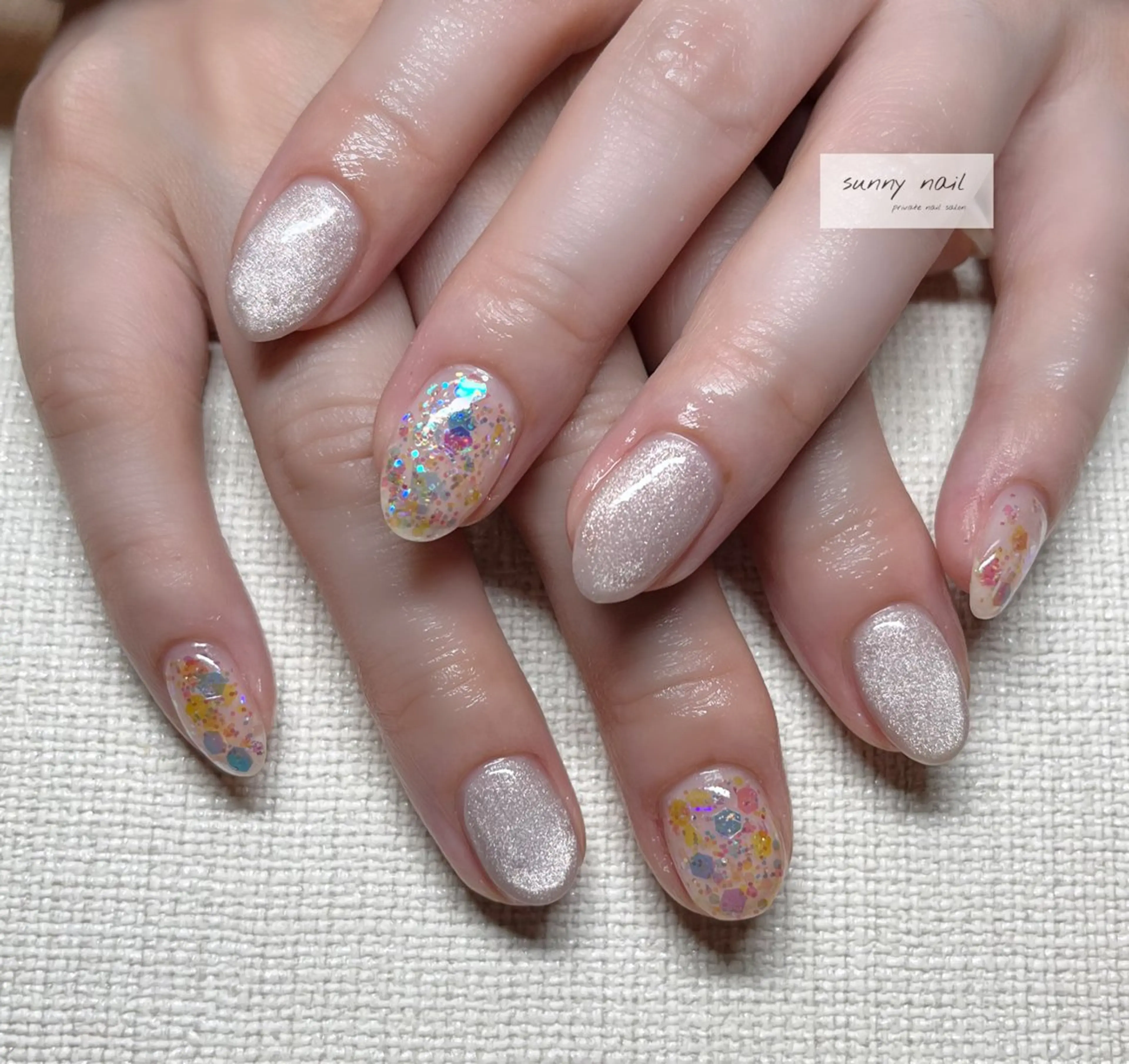 ネイル オーロラネイル マグネットネイル 夏ネイル sunny nailのネイルデザイン