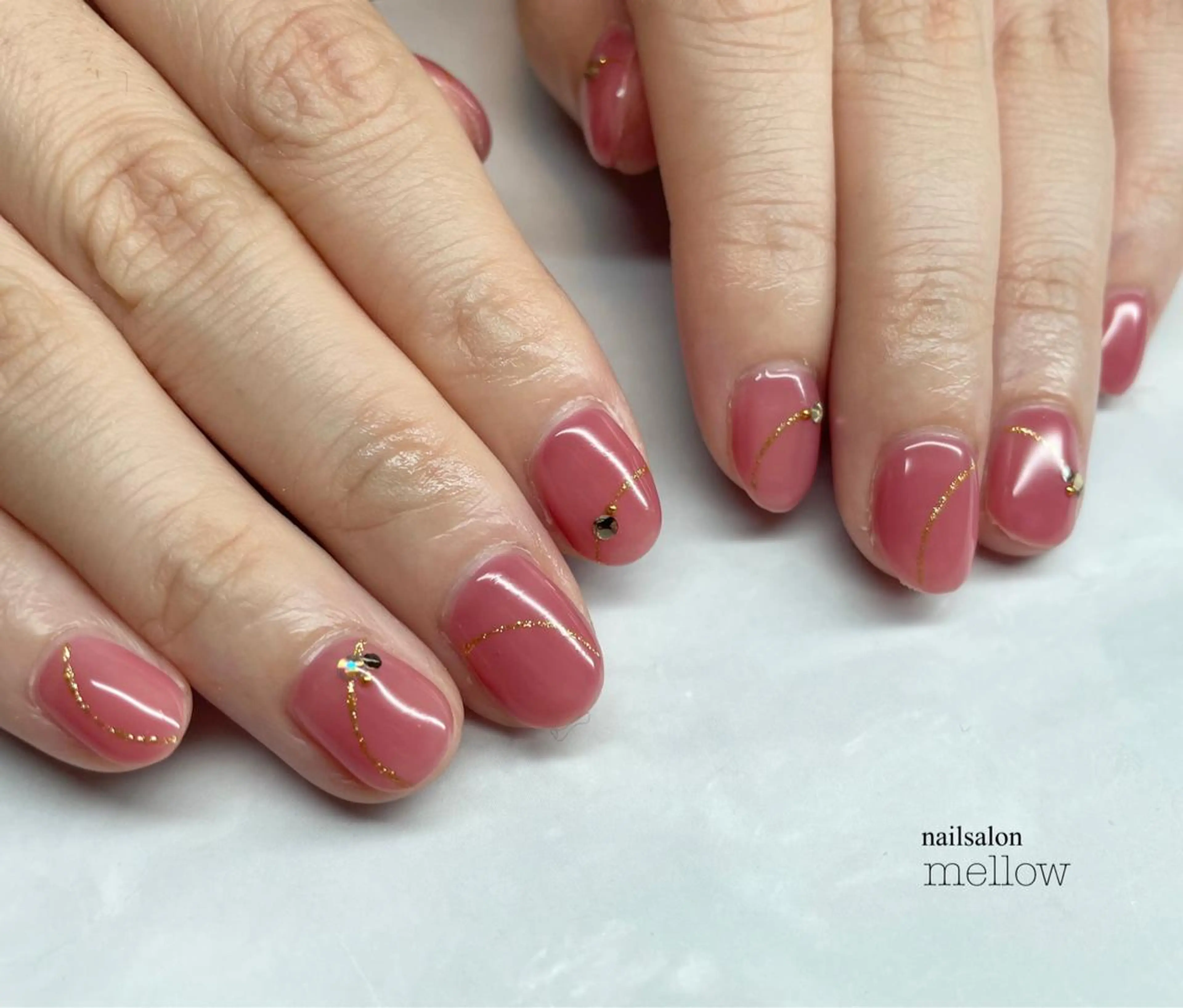 ネイル ゴールド オレンジ ピンク 大山 浩美のネイルデザイン